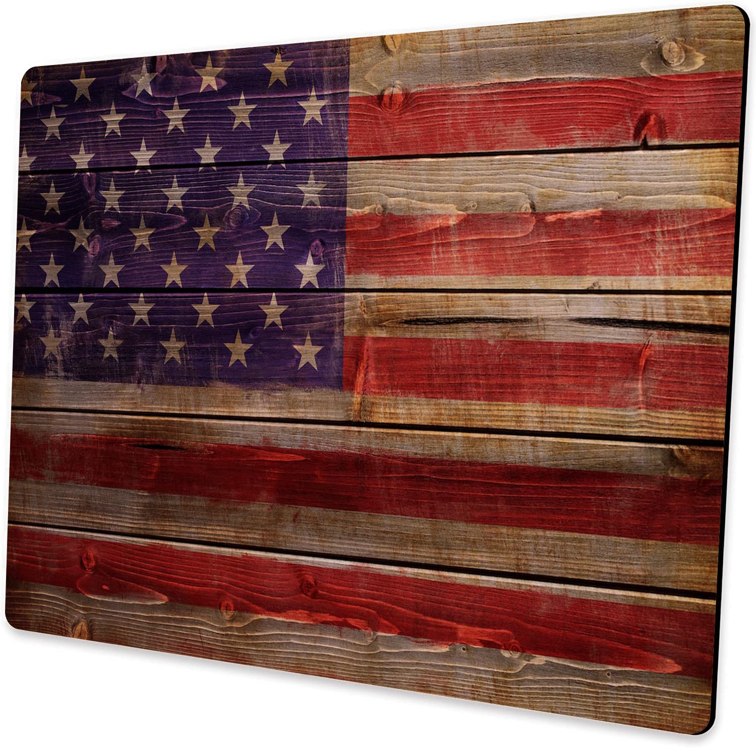 Custom American Flag Wooden Gaming Mouse Pad - Non-Slip Rubber Base for PC & Laptop | Perfect for Gamers, Office Work & Home Use
