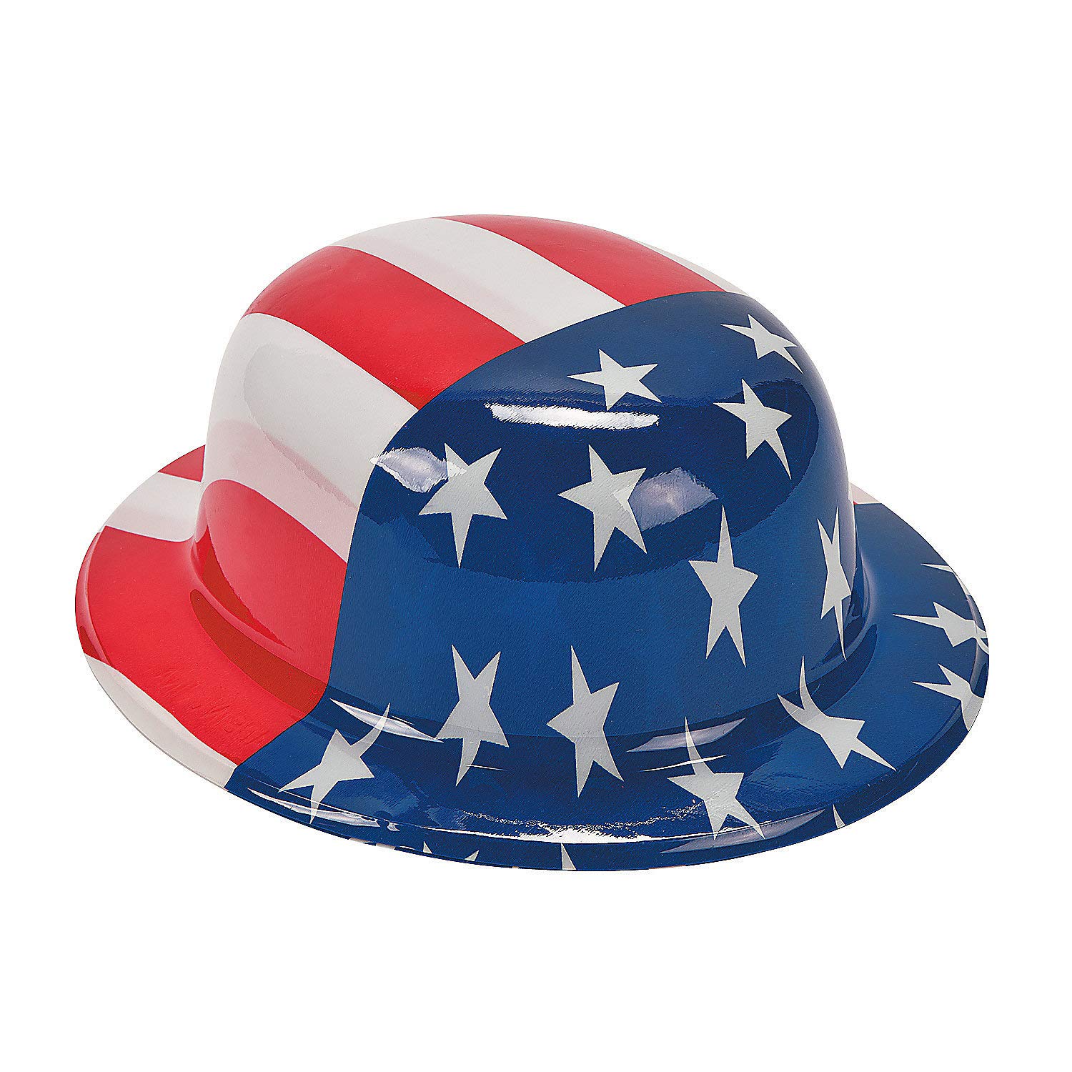 American Flag Plastic Derby Hats - Patriotic 4th of July Party Hats (12 Pack) - Fun Express - Perfect for Independence Day Celebrations, Parades & Festive Events
