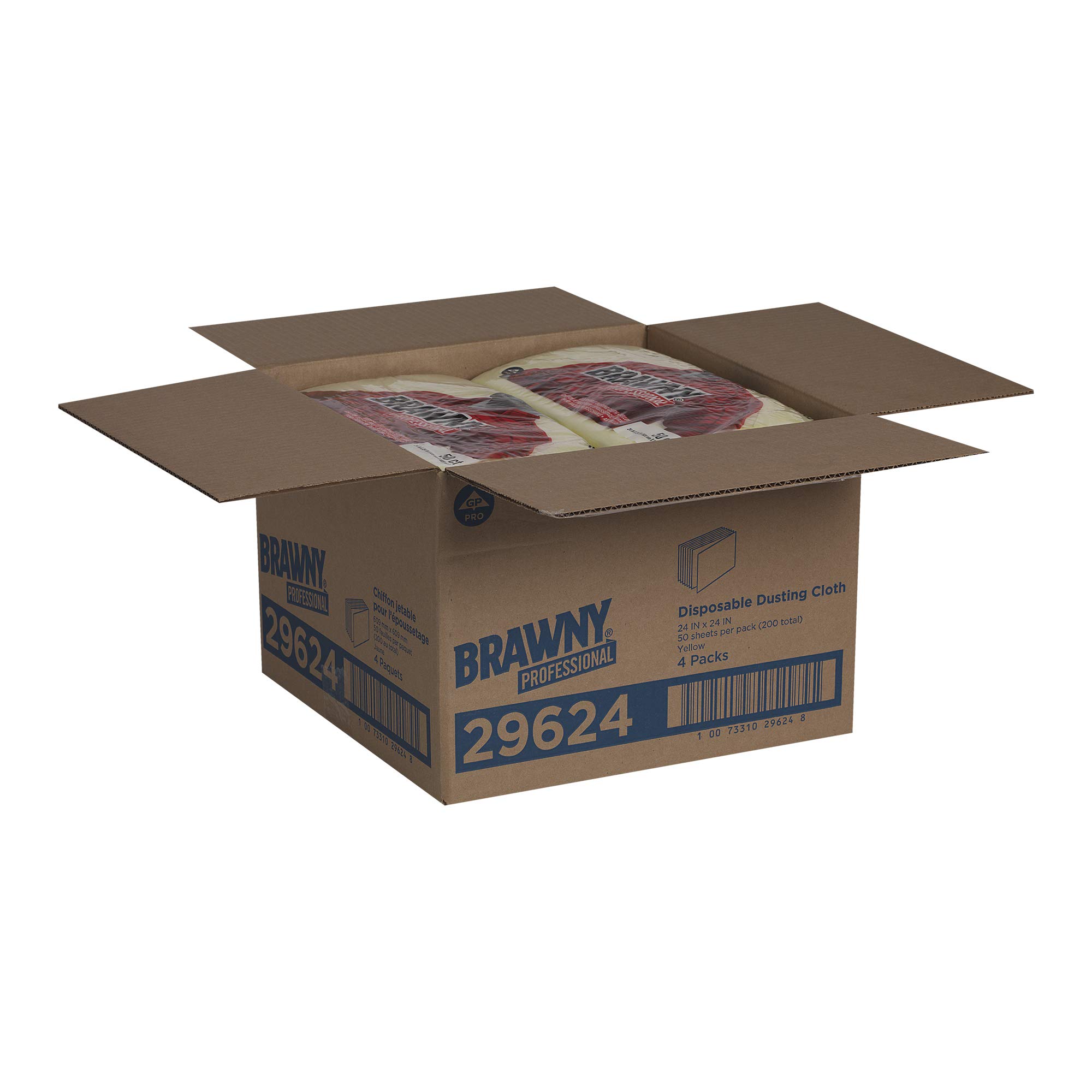 Brawny Yellow Quarter-Fold Disposable Dusting Cloths - 24