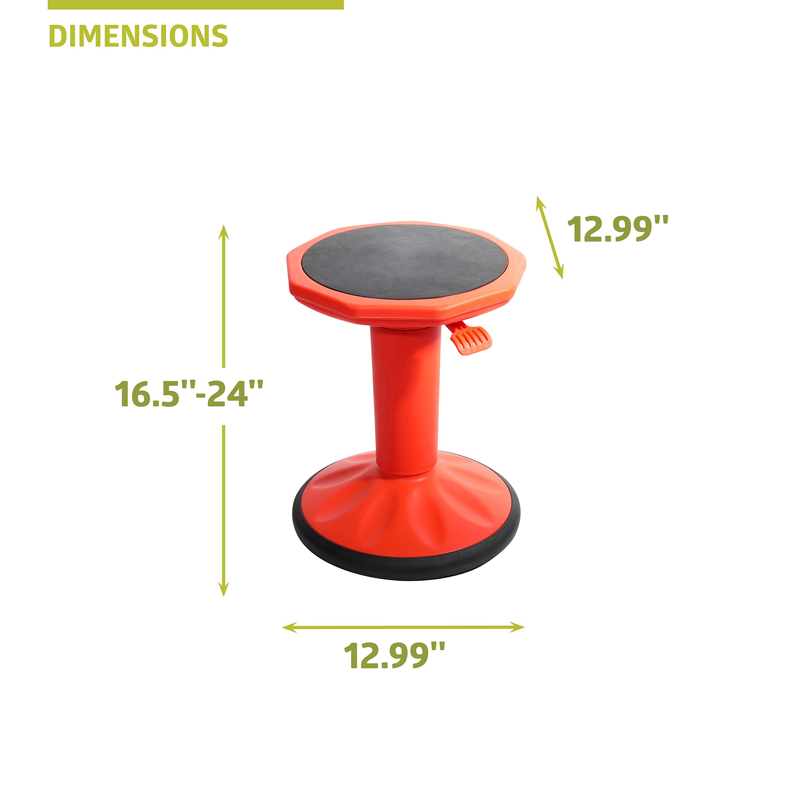 Pearington SitFree Height Adjustable Wobble Stool - Active Flexible Seating Chair for Kids & Adults - Ergonomic Office & School Chair - Red - Perfect for Home Office, Classroom & ADHD Focus