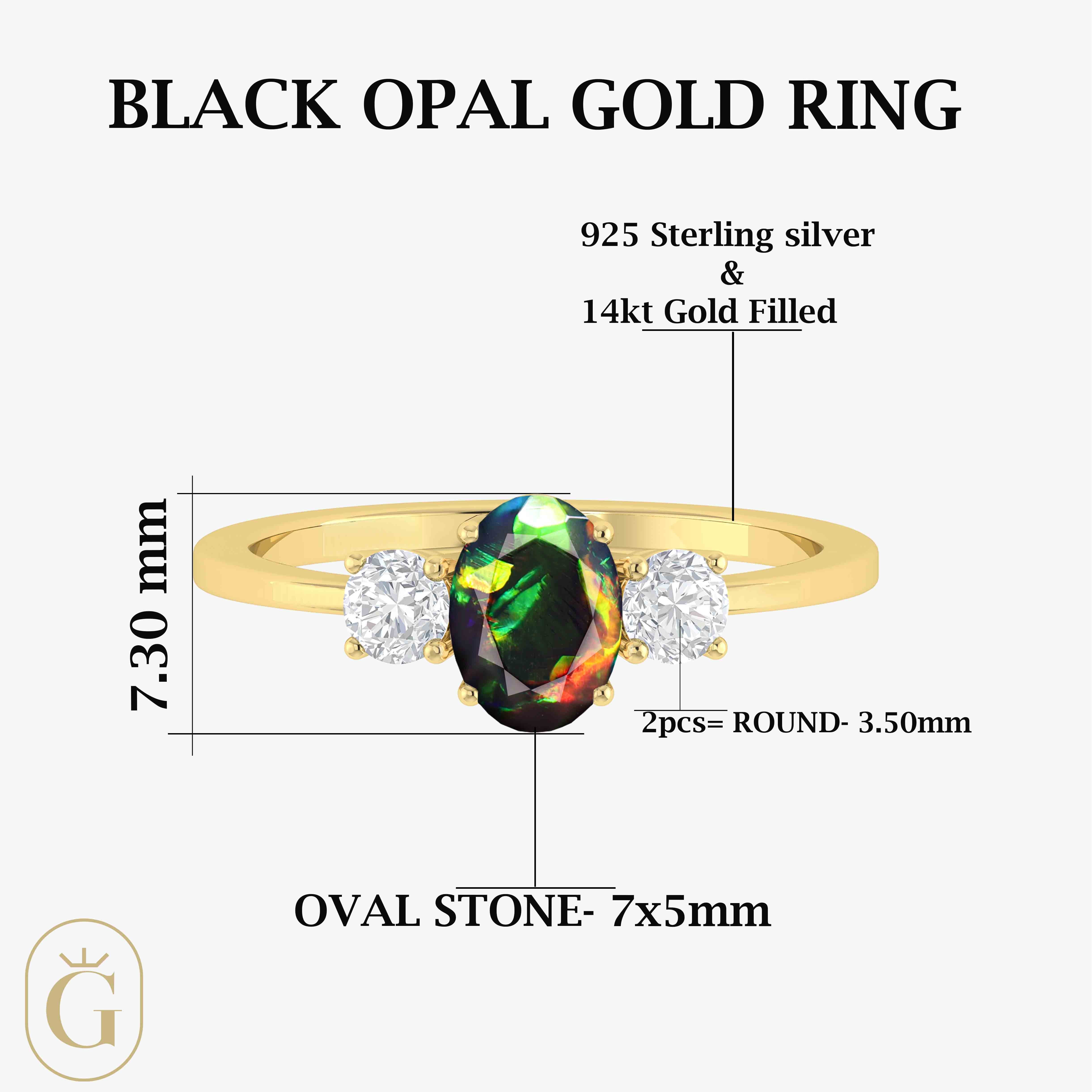 Fire Black Opal Gemstone Ring for Women - Genuine Australian Opal Jewelry, Sterling Silver Band, Unique Handmade Gift for Birthday, Anniversary & Special Occasions | Perfect for Evening Wear, Date Nights & Formal Events