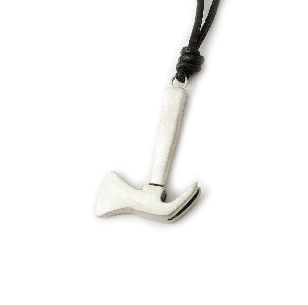 Edgy Battle Axe Silver Pewter Charm Necklace Pendant - Viking Jewelry for Men & Women - Perfect for Cosplay, LARP, and Gothic Fashion Accessories