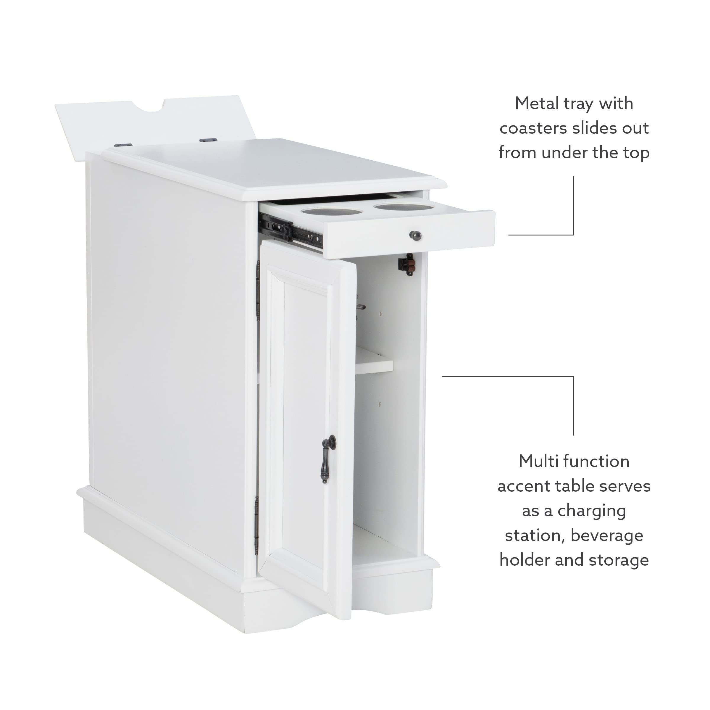 Powell Furniture Barron Small White Accent Table - Perfect for Living Room, Bedroom, or Entryway Decor