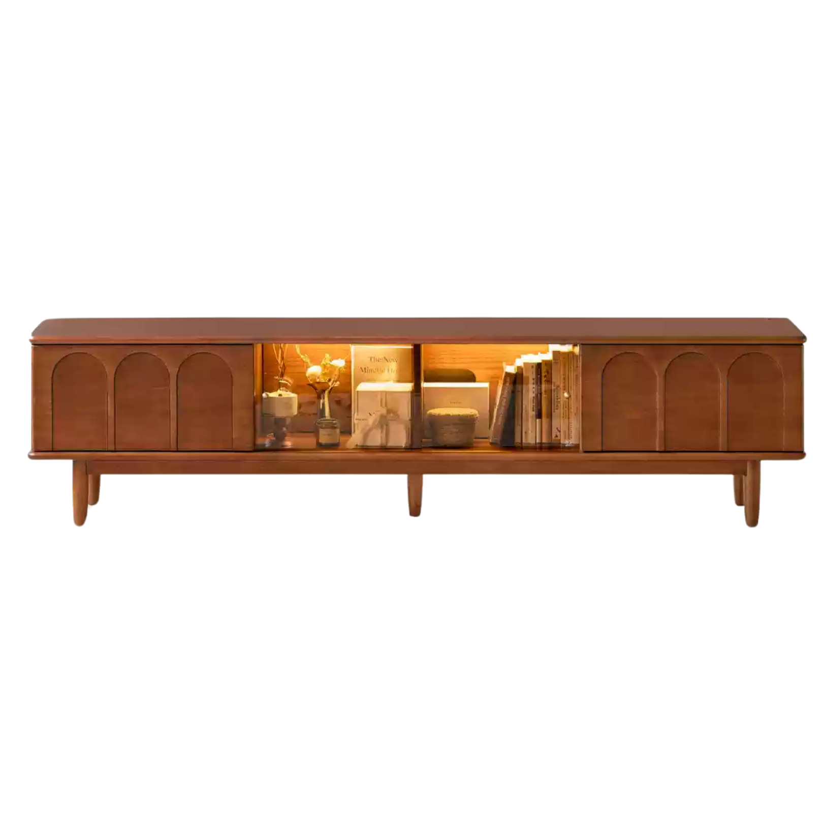 86.6x13.7x19.6 inch / 220x35x50cm / Teak color / TV cabinet