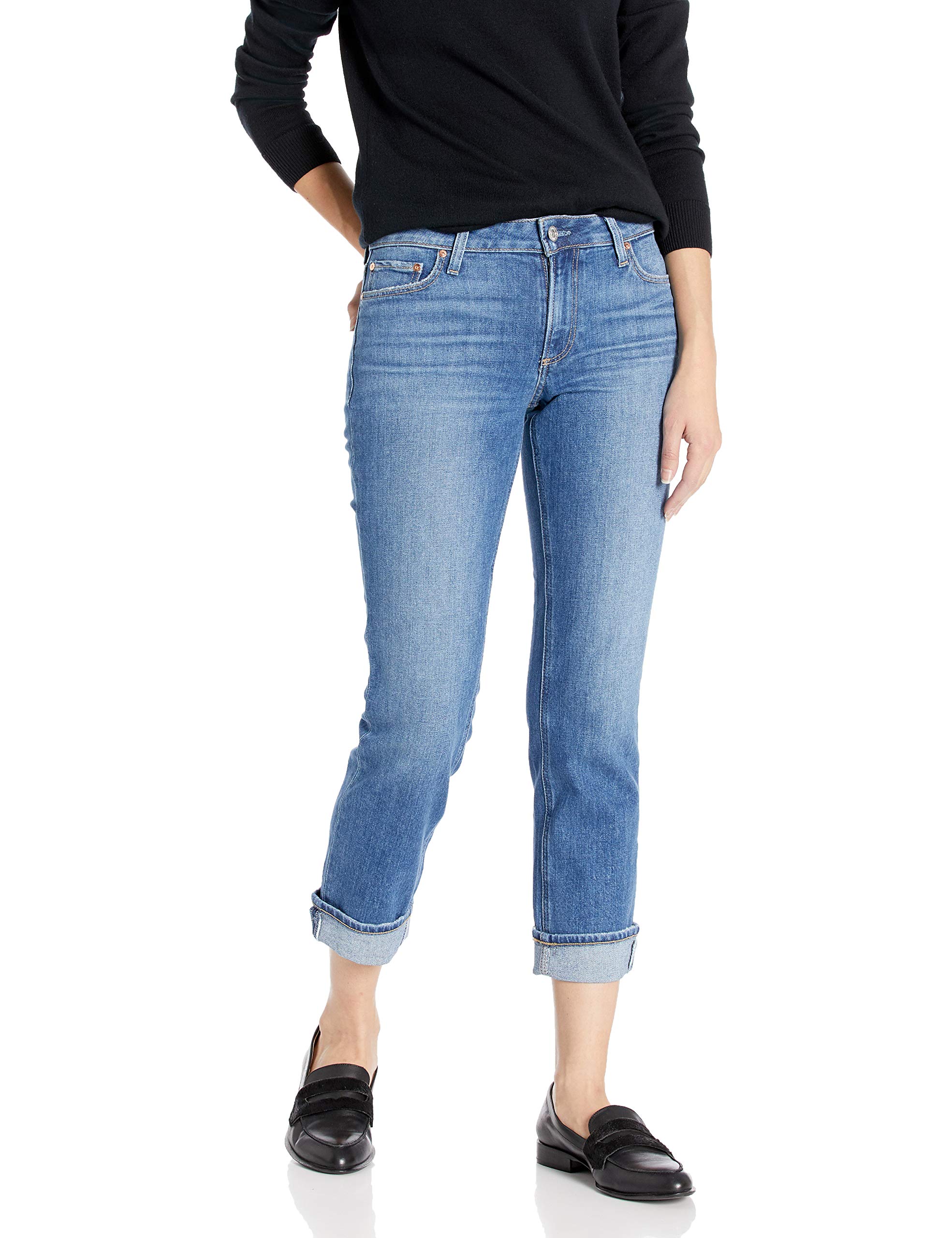 PAIGE Women's Brigitte Mid Rise Relaxed Fit Boyfriend Jeans | Comfortable Stretch Denim Pants for Casual Wear & Everyday Outfits | Perfect for Work, Weekend & Travel