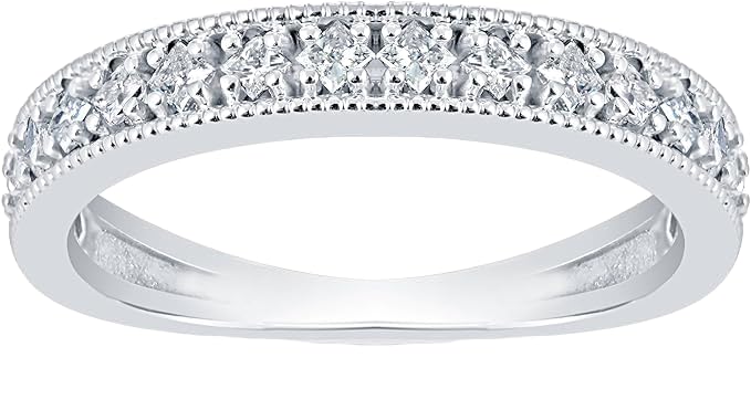 1/3 Carat Princess Cut Diamond Wedding Ring in 14K White Gold - Elegant Engagement & Bridal Jewelry for Women