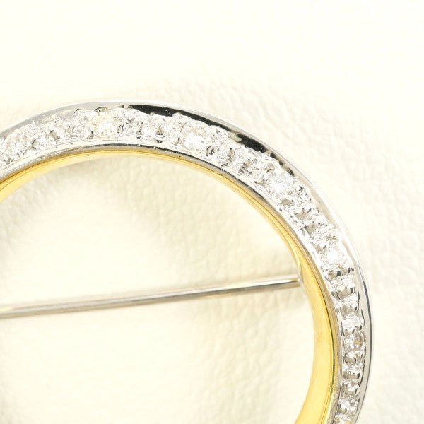 18K Yellow Gold & White Gold Diamond Brooch Pin - Elegant Floral Design for Women, Perfect for Weddings, Parties & Special Occasions