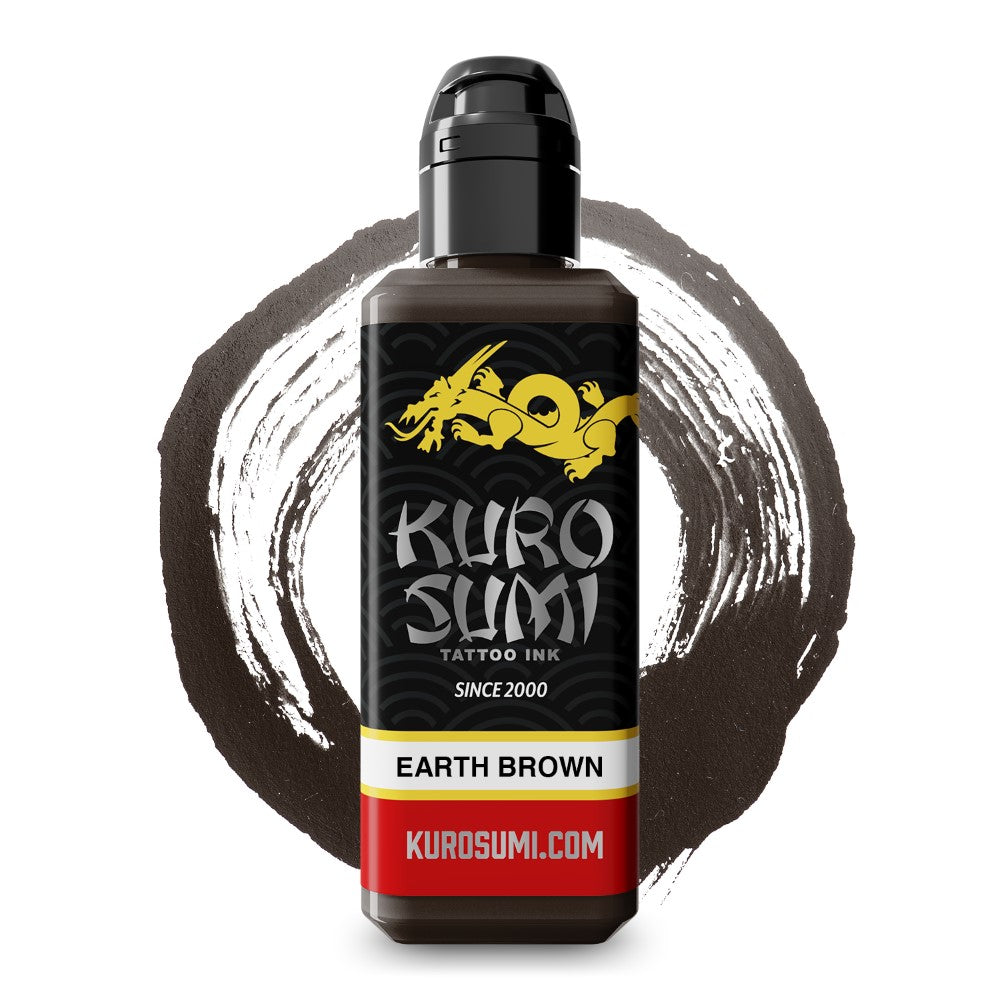 Kuro Sumi Earth Brown Tattoo Ink - Professional Vegan Tattoo Ink for Artists - Safe & Long-Lasting - Perfect for Realism, Portraits & Traditional Tattoos