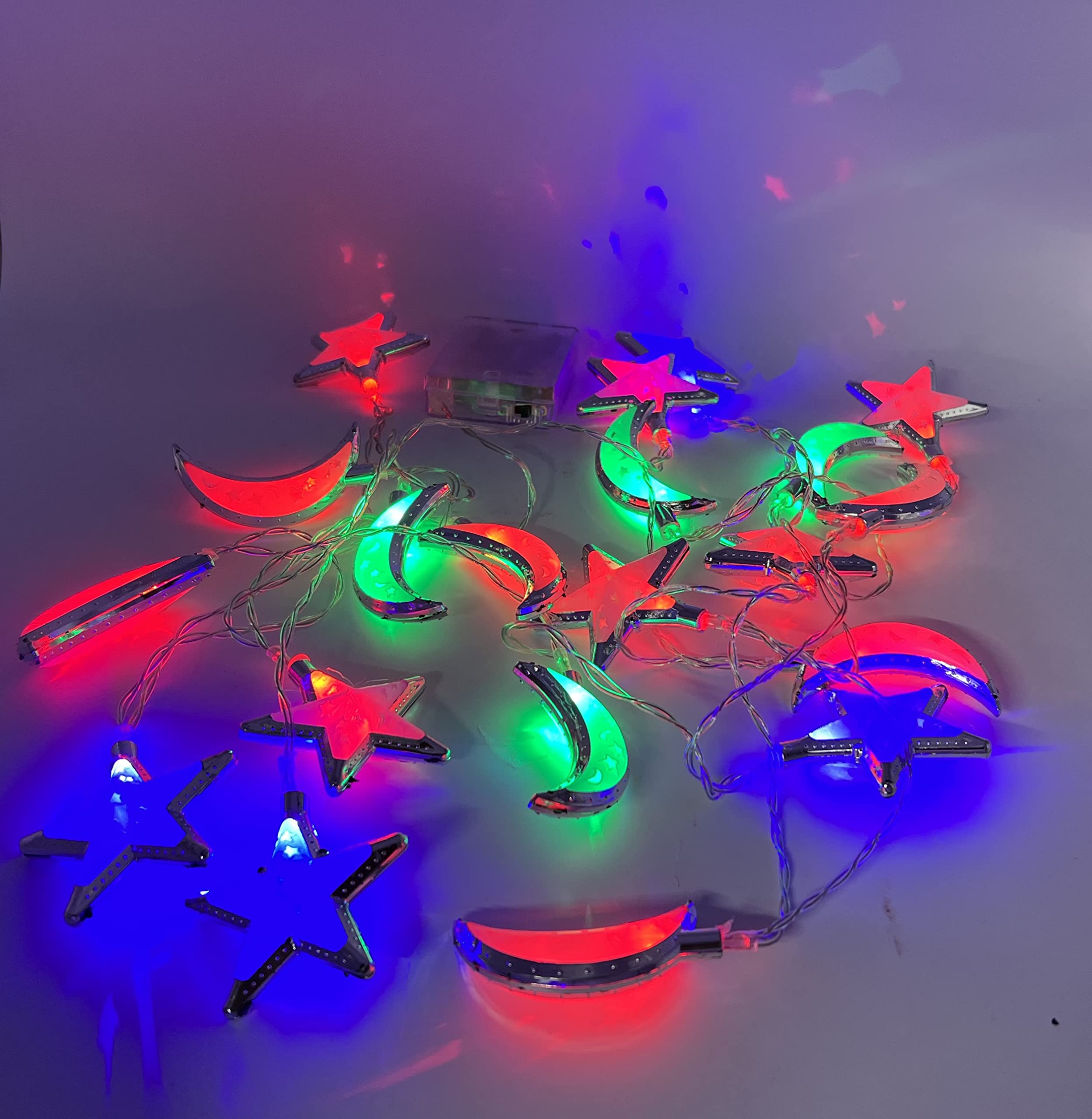 3D LED String Lights for Indoor & Outdoor Decor - 20pcs Moon & Star Silver Lights for Christmas, Parties, Weddings, Bedroom, Garden - Safe & Cool Festive Decoration