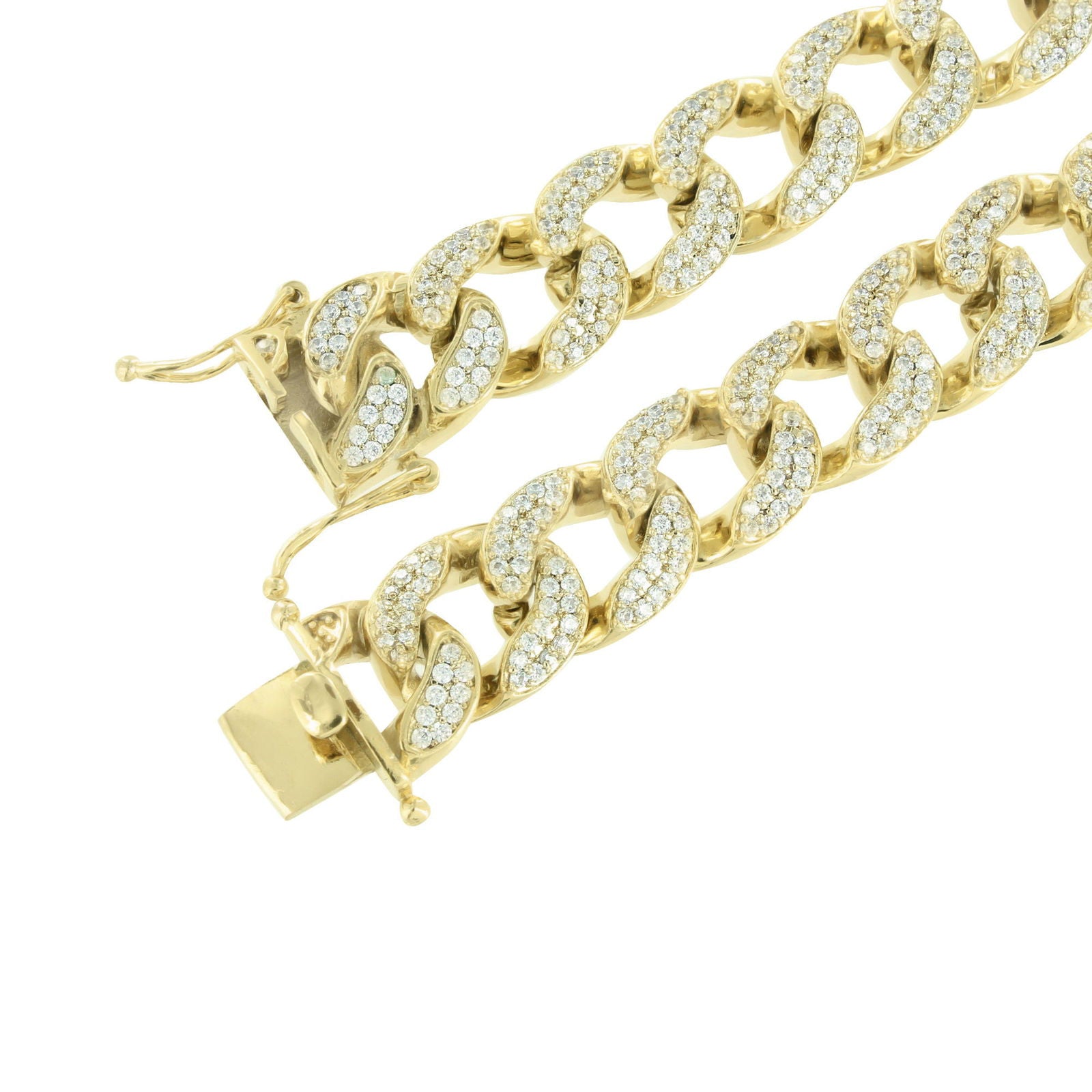 14K Yellow Gold Miami Cuban Link Chain Necklace with Lab-Grown Diamonds | 30