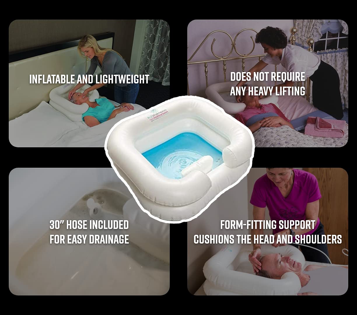 EZ-ACCESS EZ-SHAMPOO Portable Hair Washing Basin for Bedridden Patients - Lightweight Shampoo Bowl for Home Care, Elderly & Post-Surgery Hair Care (Use at Home, Hospitals & Nursing Facilities)