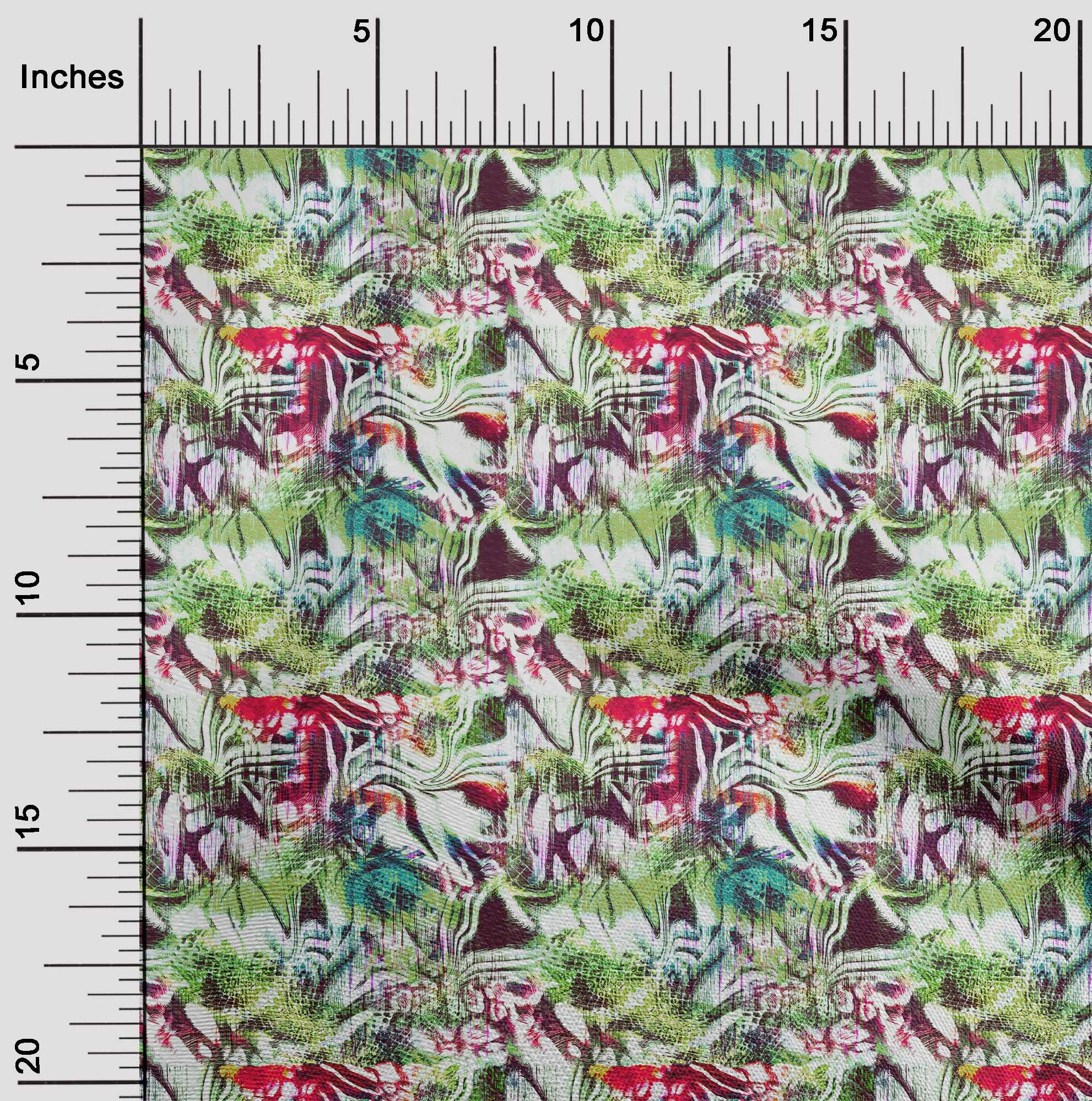 oneOone Viscose Chiffon Fabric - Light Green Abstract Print - 42 Inch Wide by The Yard - Premium DIY Sewing Material for Dresses, Scarves & Home Decor Projects