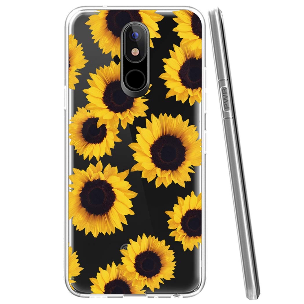 Cute Clear Slim Sunflower TPU Phone Case for LG Stylo 4/Plus & Q Stylus - Soft Flexible Protective Cover for Women & Girls - Perfect for Everyday Use, School & Work