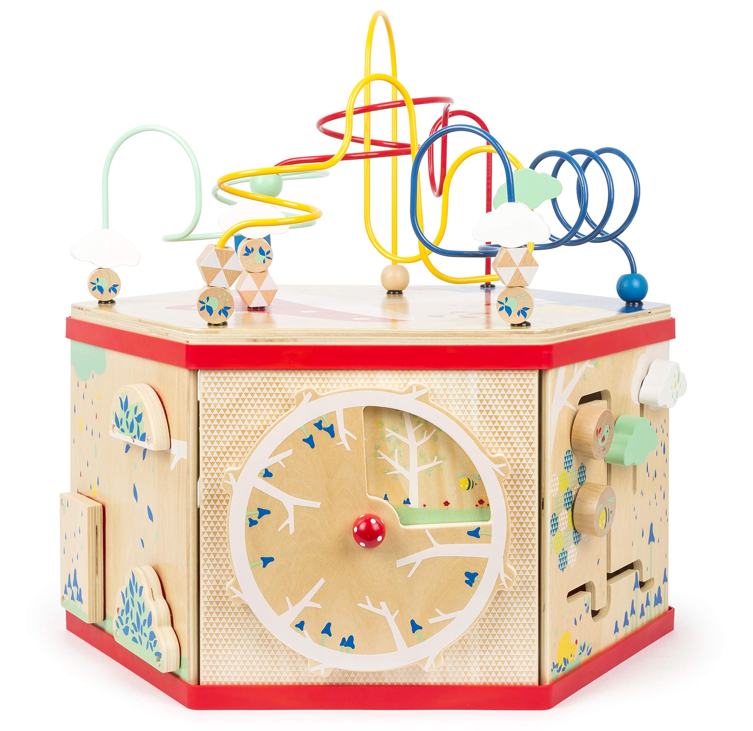 **Small Foot Wooden Activity Cube XL – 7-Sided Educational Toy with Bead Maze, Puzzle, Shape Sorter, Clock & Wheels – Develops Fine Motor Skills & Dexterity for Toddlers 12+ Months – Perfect for Playtime, Learning & Daycare Activities**