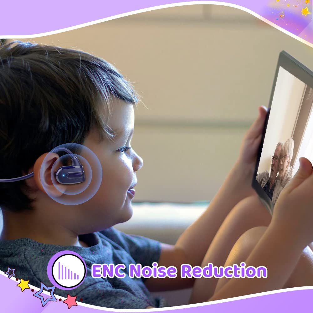 Golvery Open Ear Kids Headphones - Wireless Bluetooth 5.3 Headphones for Children with Safe Hearing Protection, Built-in Mic, Lightweight Comfort Fit & 10H Playtime - Perfect for School, Travel, Online Learning and Tablet/Kindle Use