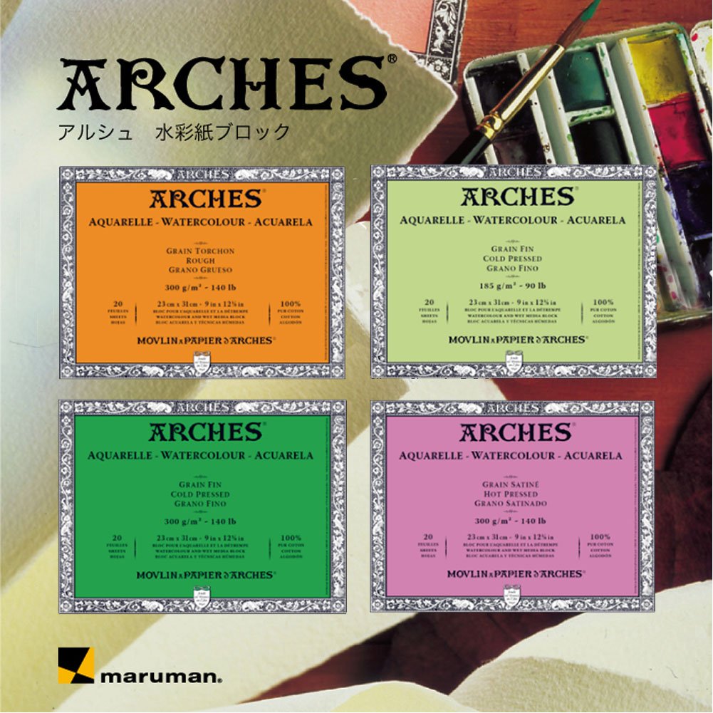 Arches Watercolor Block - Cold Press 10x14 Inches - Premium Acid-Free Paper for Professional Artists & Beginners - Perfect for Landscapes, Portraits & Studio Painting