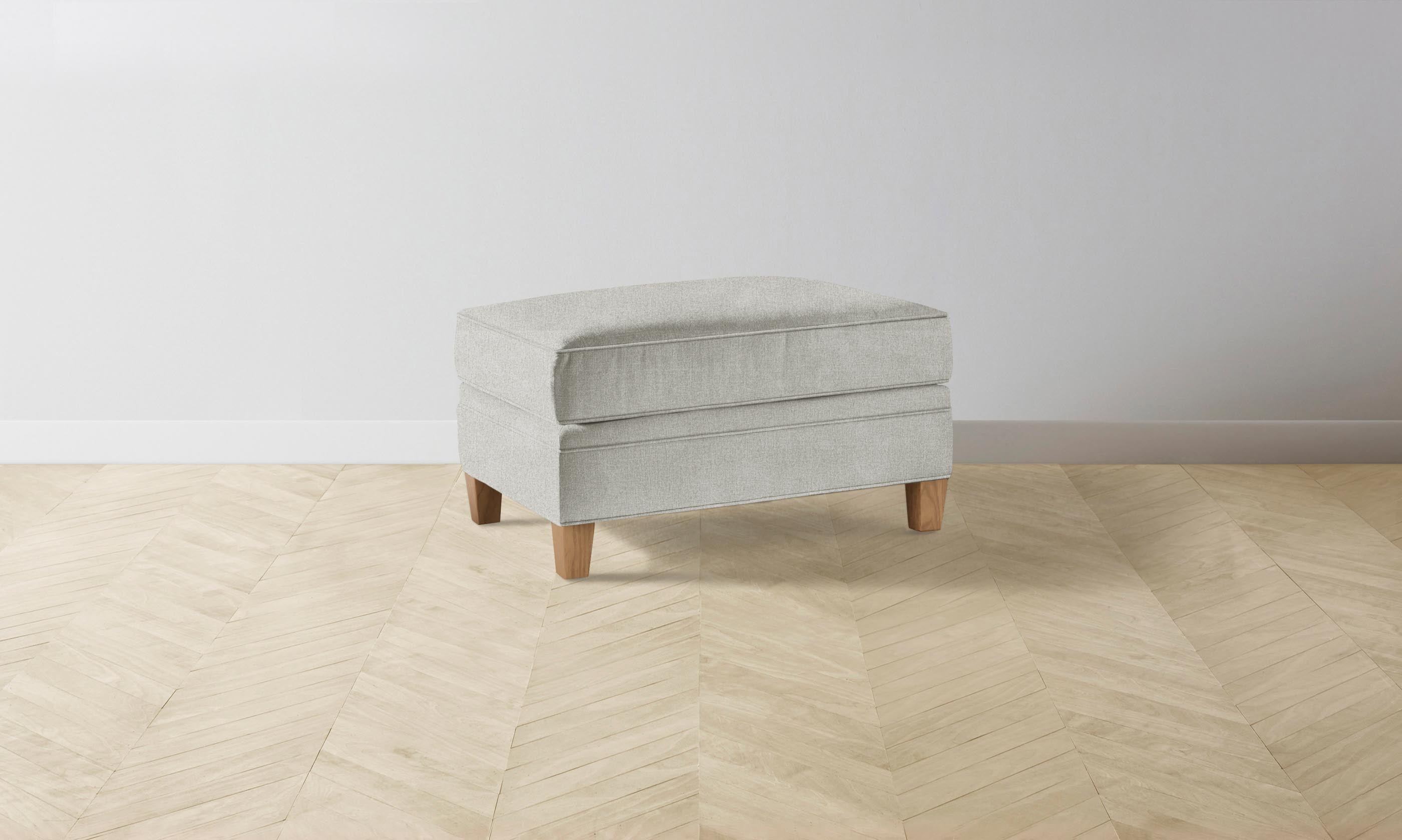 Carmine Ottoman - Performance Mélange Weave Flint Upholstered Footstool | Modern Living Room Accent Furniture for Home Decor & Relaxation