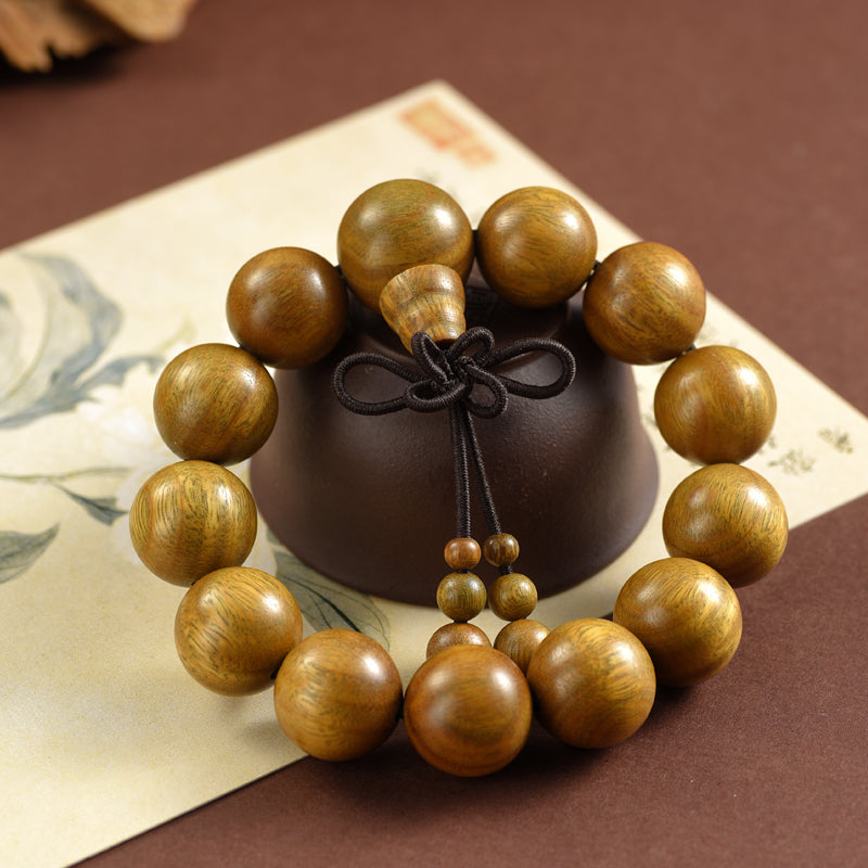 Premium Sandalwood Bead Bracelet for Men & Women - 8mm Natural Wooden Buddhist Mala Prayer Beads - Yoga Meditation, Stress Relief & Spiritual Gift
