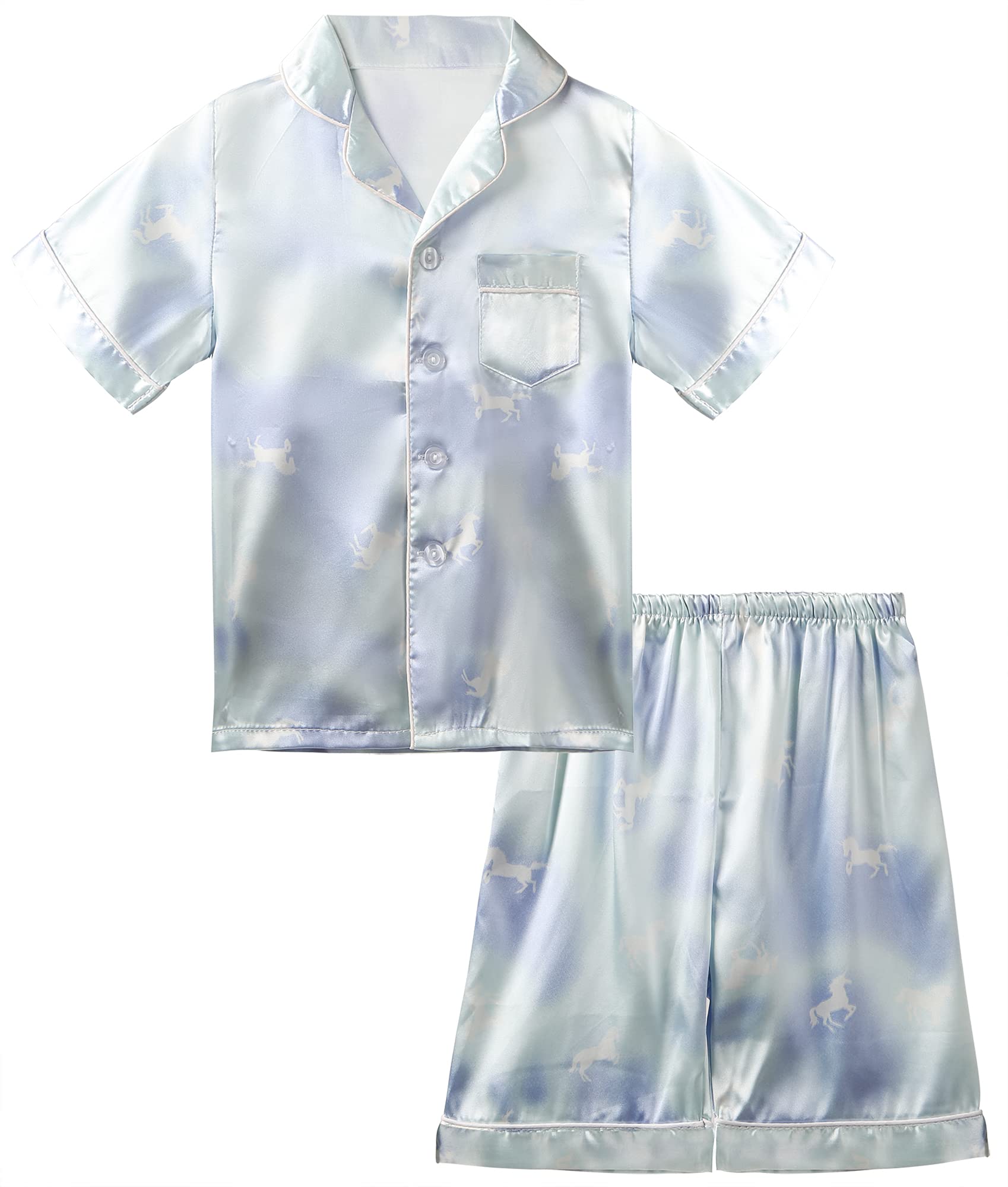 Silk Kids Pajamas Set - Button-Down Satin Sleepwear for Bedtime & Lounging
