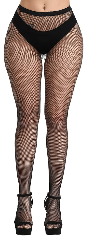 CozyWow Women's High Waist Fishnet Tights - Soft Stretchy Footed Stockings with 10+ Color Options | Perfect for Halloween Costumes, Party Outfits & Fashion Layering