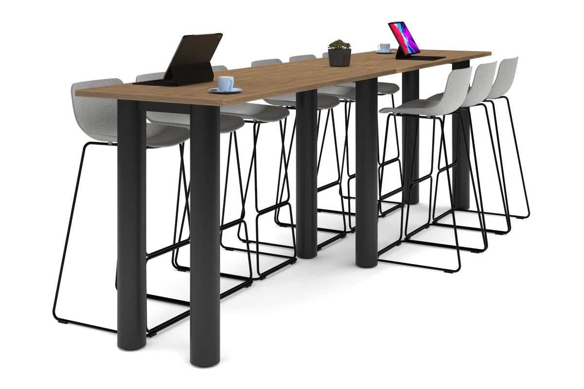 Quadro Cylinder Legs Large Counter Table - 3200L x 700W Industrial Dining Table for Restaurant, Cafe & Kitchen Counter Use