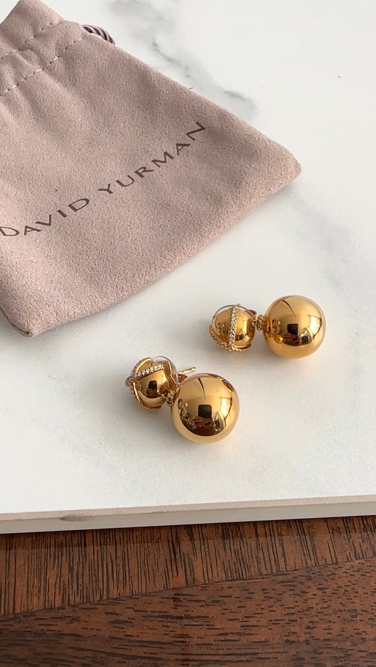 David Yurman 18k Yellow Gold Diamond Solari Double Drop Earrings for Women - Luxury Dangle Earrings for Parties, Weddings & Special Occasions