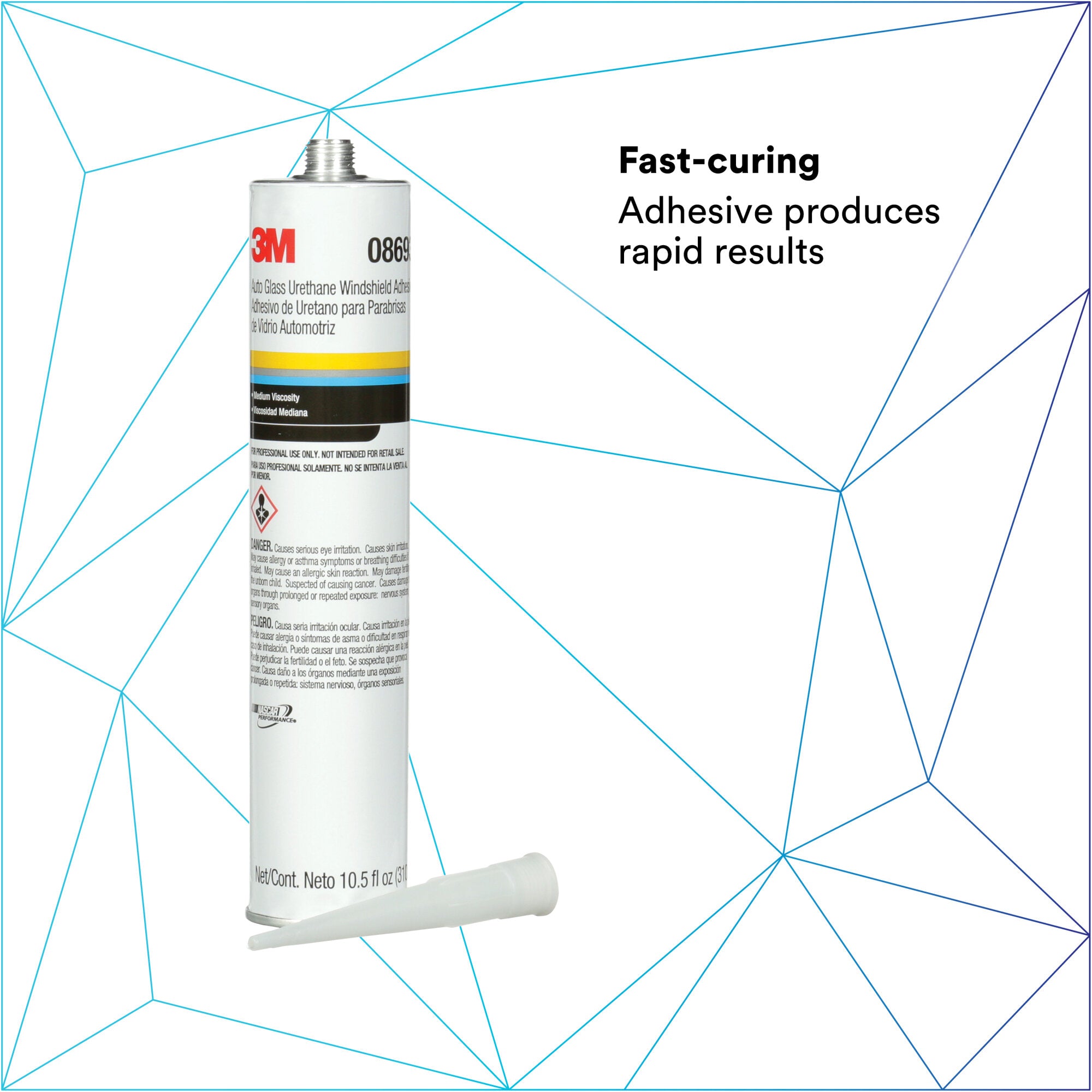3M Auto Glass Urethane Windshield Adhesive 08693 - 10.5 fl oz Cartridge for Professional Windshield Installation & Auto Glass Repair - Perfect for DIY Car Maintenance and Professional Auto Body Shops