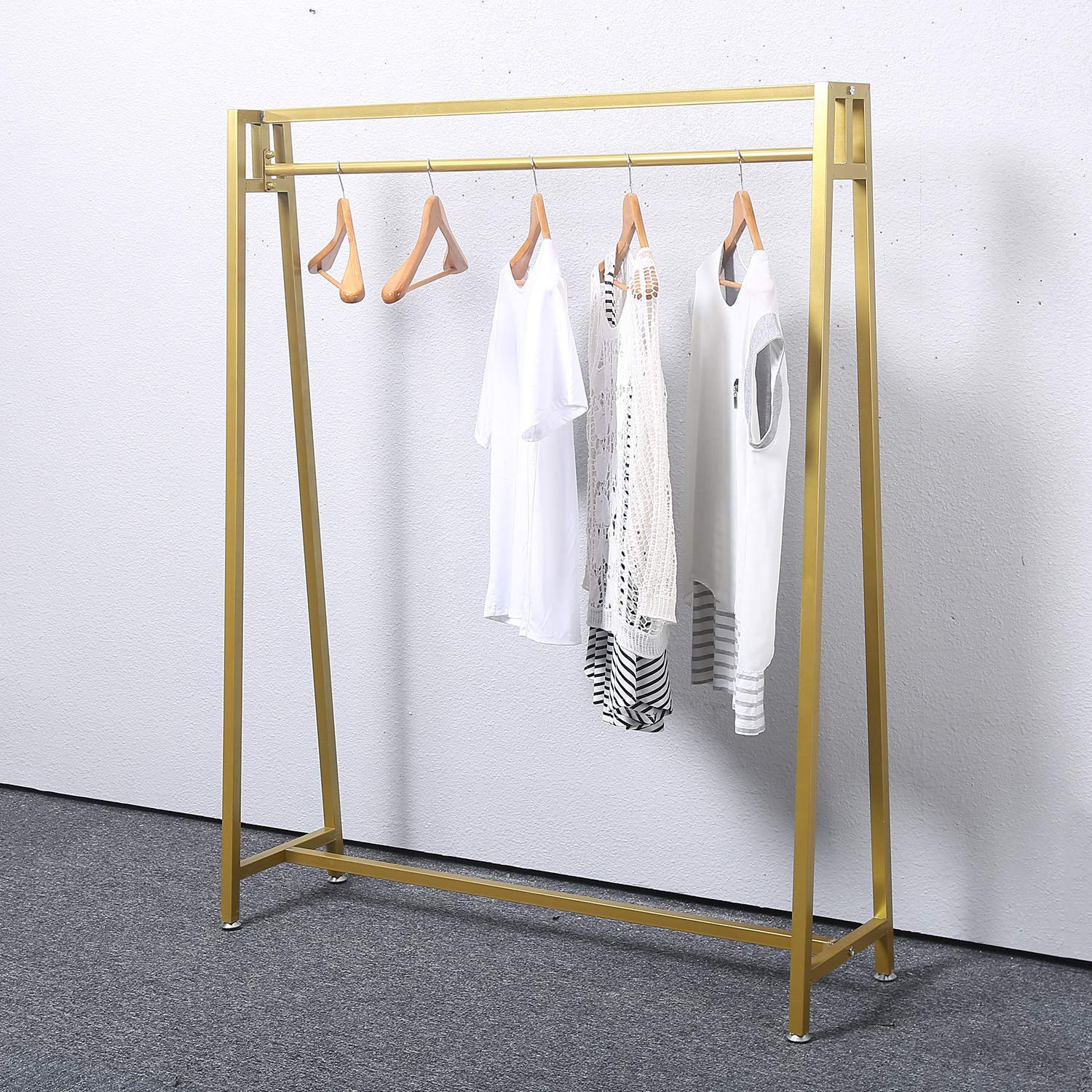 MBQQ Modern Metal Clothes Rack with Hanging Organizer - Gold Garment Rack for Laundry Drying, Closet Storage & Boutique Display | Space-Saving Home & Commercial Use