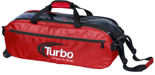 Turbo Pursuit Slim Triple Tote Bowling Bag - Red & Black - Perfect for Bowling Leagues, Tournaments & Practice Sessions
