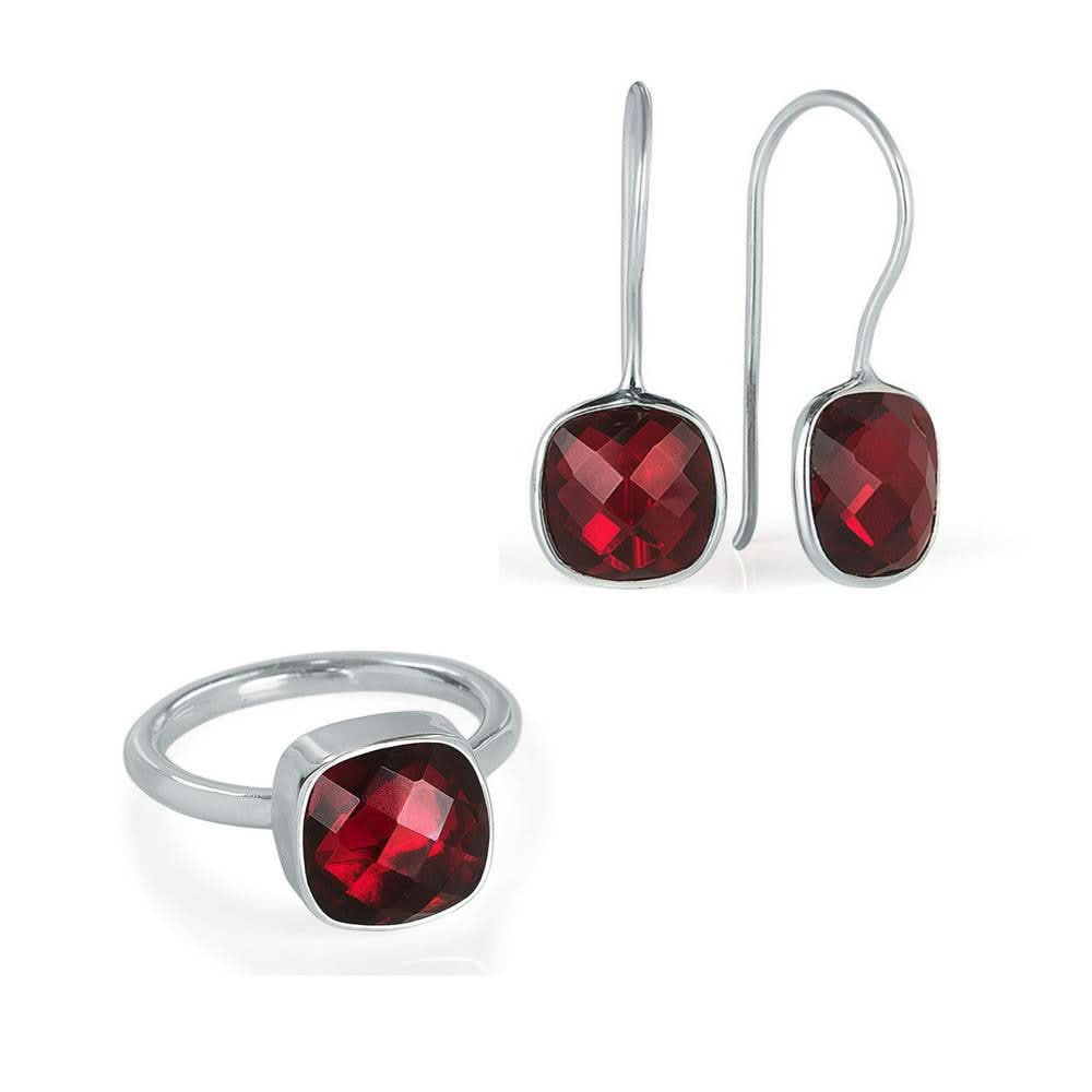 Stylish Garnet Earrings in Sterling Silver - Perfect for Valentine's Day Gifts & Evening Parties