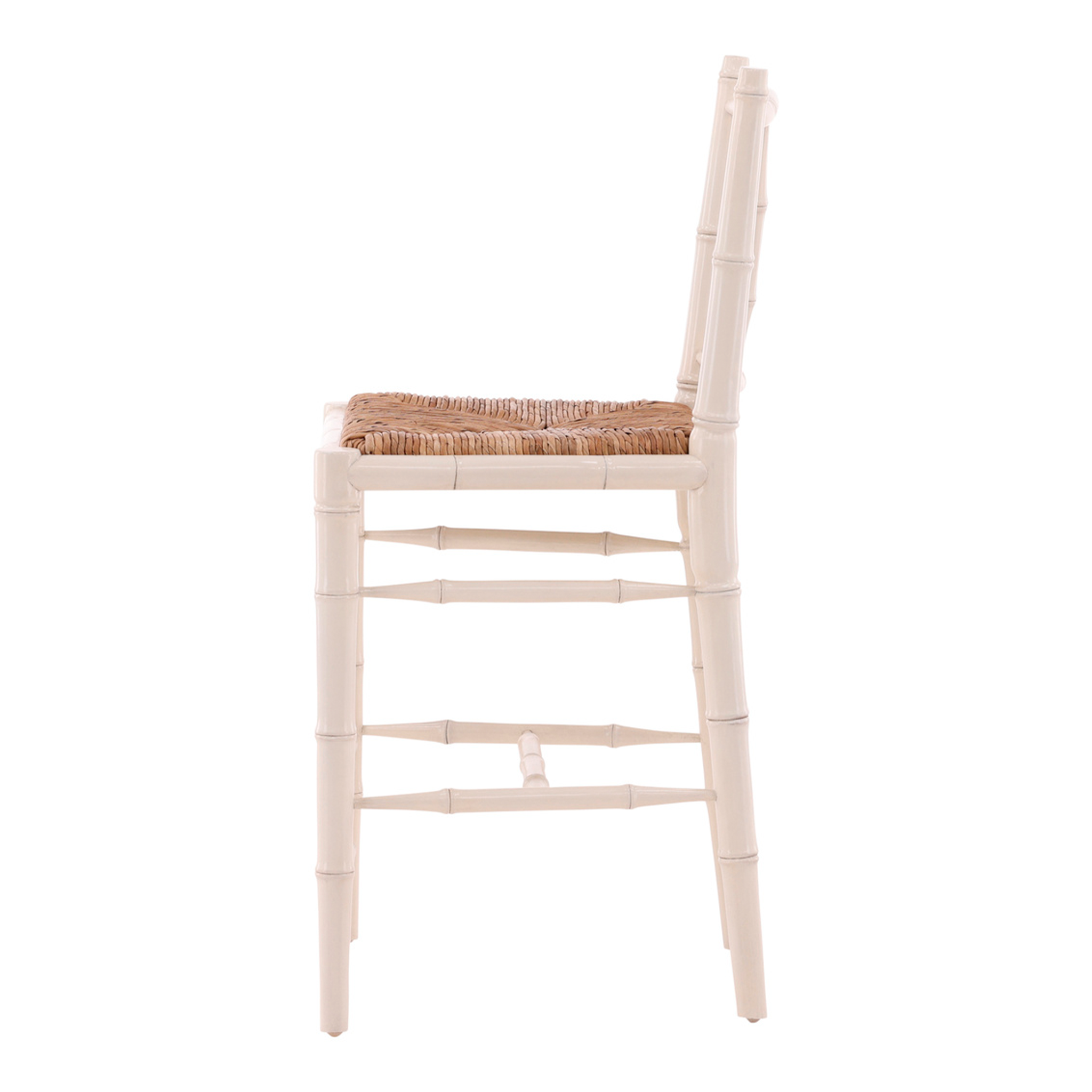 Premium Cream Bamboo Counter Stool - Natural Wood Bar Stool with Cushion - Modern Kitchen Island & Breakfast Nook Seating - Perfect for Home, Cafe & Restaurant Use