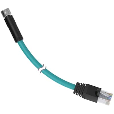 Banner Engineering IVUC-E-475 Ethernet Cordset - M8 4-Pin to RJ45 4-Pin Adapter, 23m Cable with Teal PVC Jacket (13896) - Ideal for Industrial Automation & Machine Connectivity