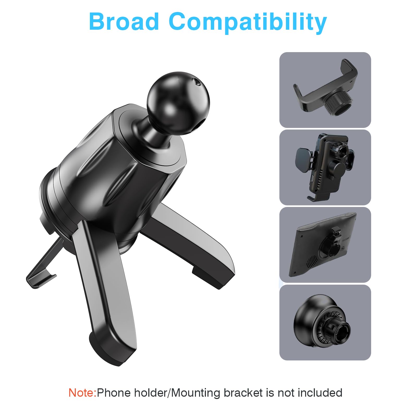 Universal Car Air Vent Clip Mount - Adjustable Triangle Foot & Metal Hook for Phone Holder & Wireless Charger (0.67