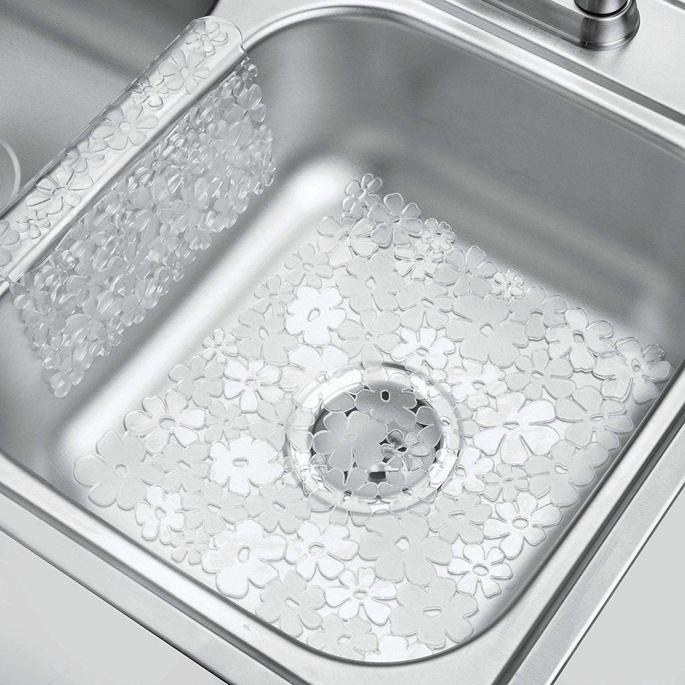 iDesign Blumz Non-Slip Small Sink Mat - Perfect for Kitchen, Bathroom & RV Sinks - Durable Silicone Drain Board Protector (7.5 x 5.5 Inches)