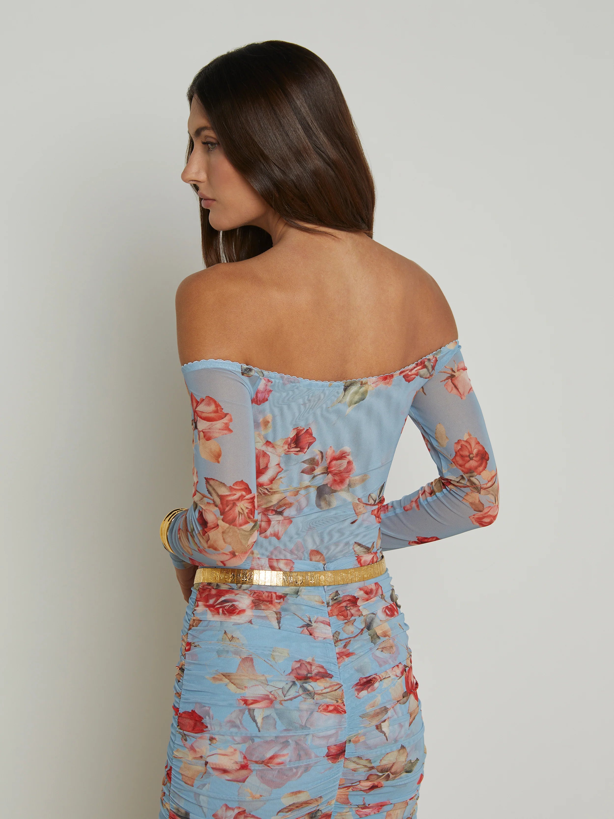 L'Agence Peonie Off The Shoulder Bodysuit for Women - Sexy Sleeveless Stretch Jumpsuit for Night Out, Party & Date Night