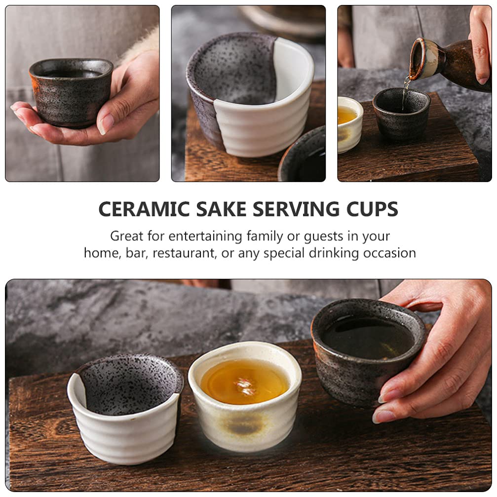 Hemoton 3-Piece Ceramic Sake Set - Japanese Sake Cups, Serving Bottle & Dish - Traditional Sake Drinking Accessories for Home, Restaurant & Gift Giving