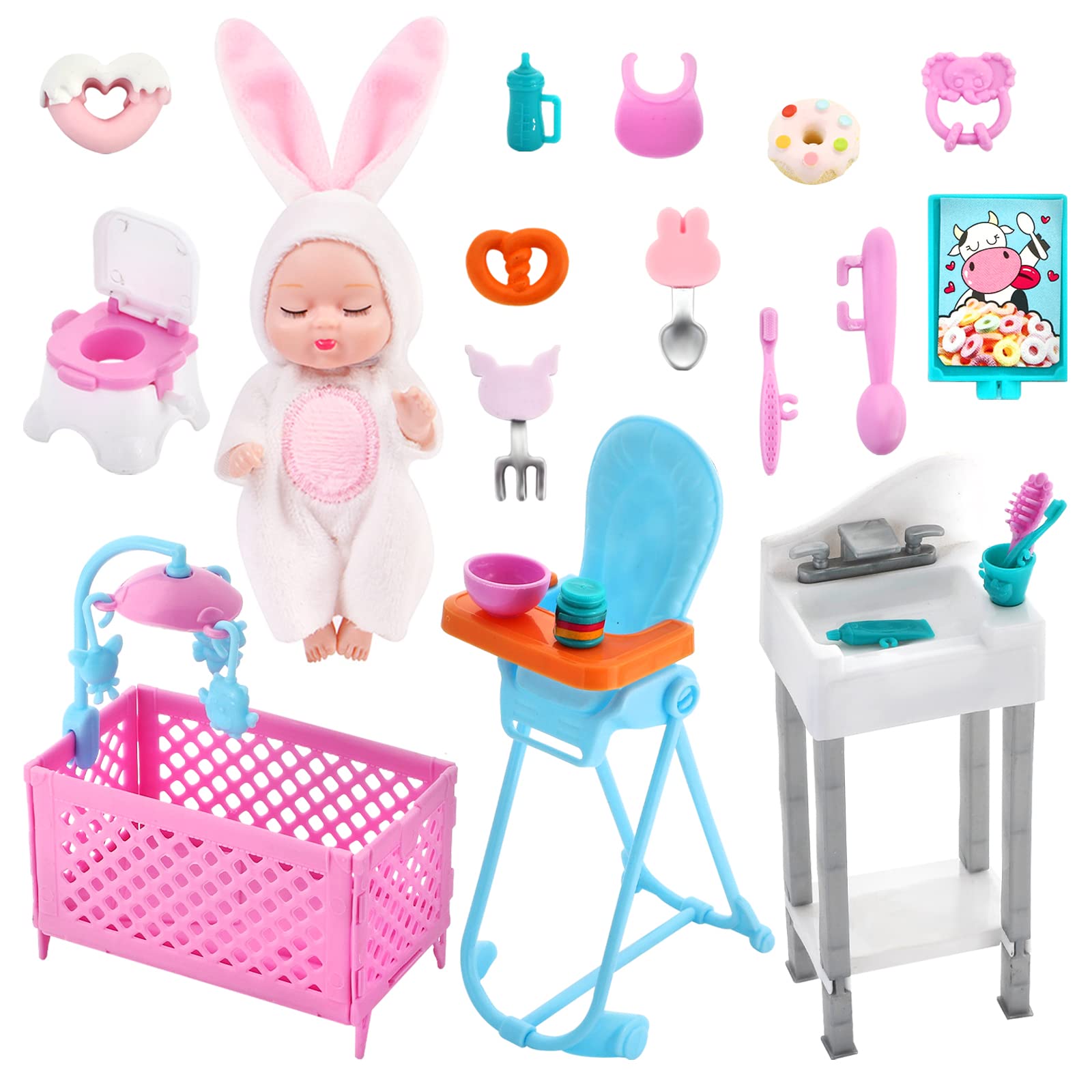 ONEST 16-Piece 4-Inch Mini Baby Doll Set with Clothes & Accessories - Perfect for Collectors, Kids Playtime, and Dollhouse Decor