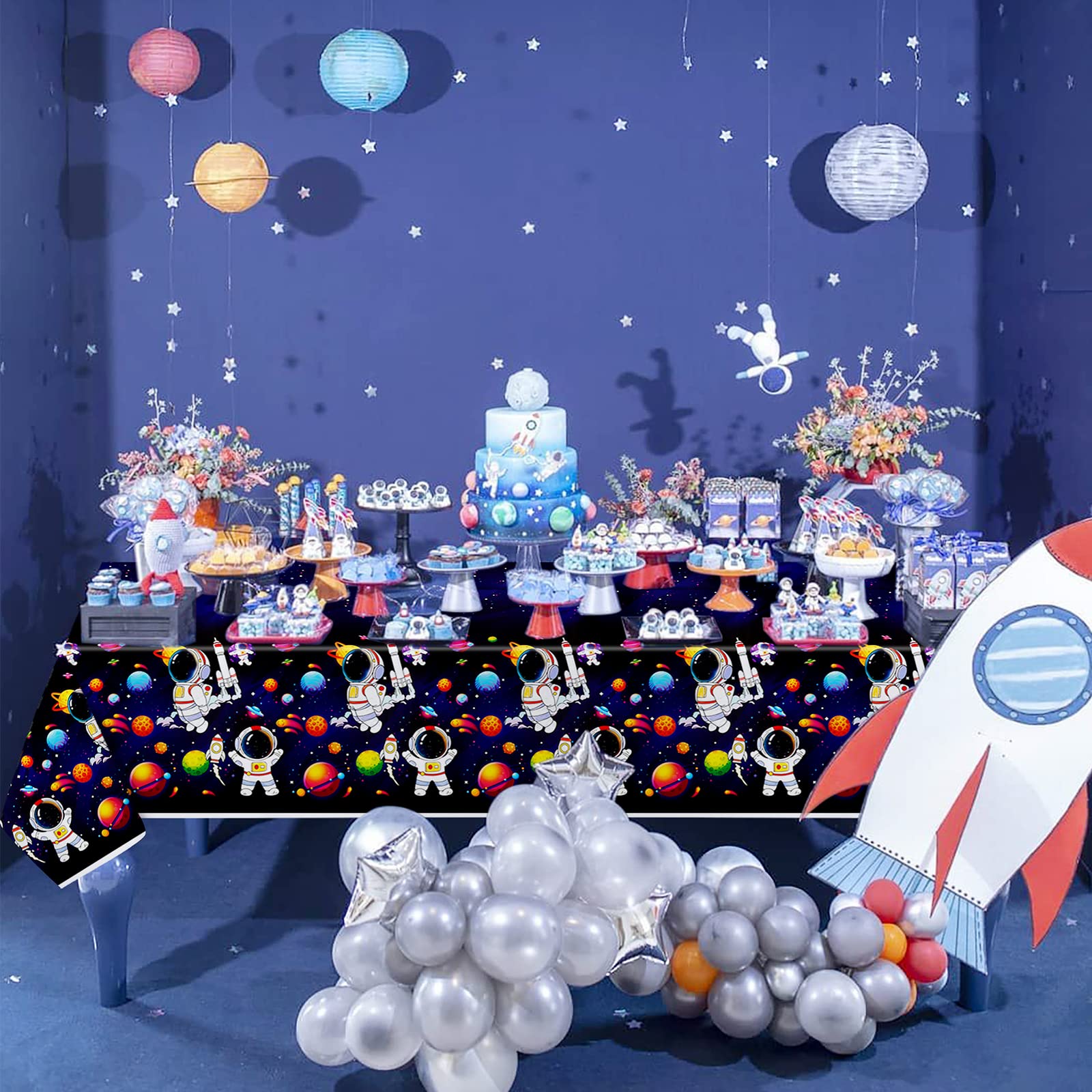 3 Pack Galaxy Tablecloth - Disposable Plastic Space Themed Table Cover 51