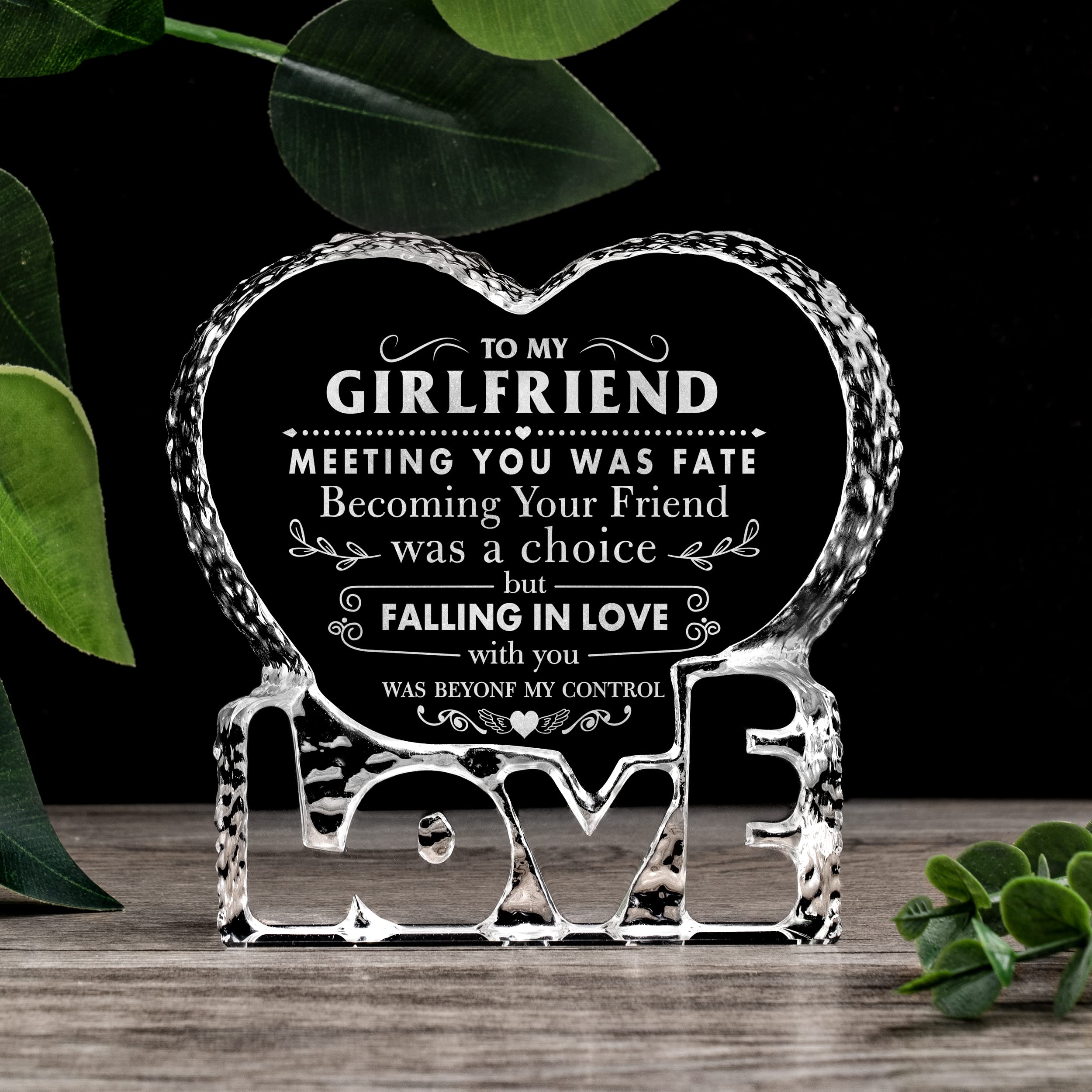 Personalized Heart-Shaped Crystal Anniversary & Birthday Gifts for Girlfriend - Romantic Couples Keepsake for Christmas, Valentine's Day & Special Occasions - Perfect for Home Decor, Wedding Anniversaries & Thoughtful Surprises
