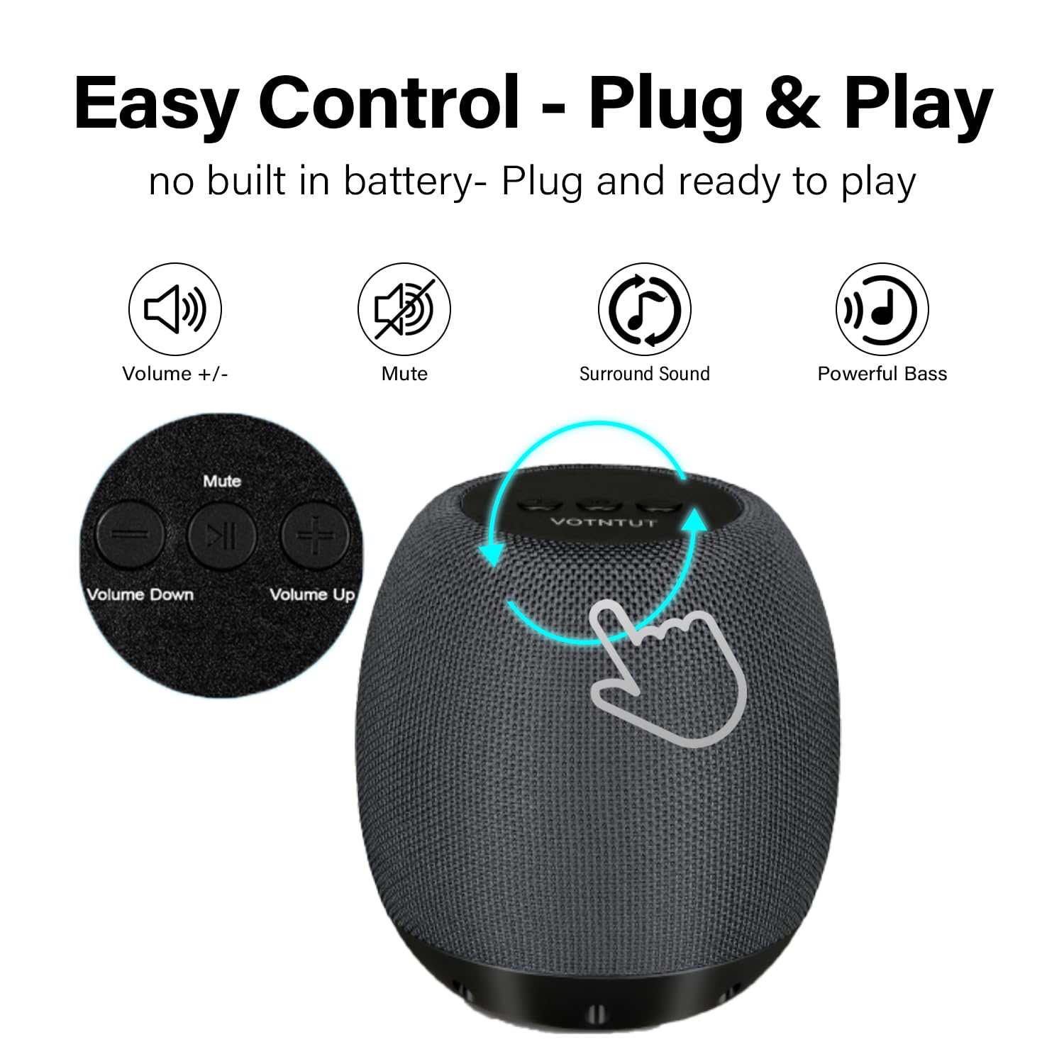 ZETIY USB-Powered PC Speakers - High-Quality Stereo Sound with Enhanced Bass & Louder Volume for Desktop & Laptop - Perfect for Gaming, Music & Home Office (Gray)