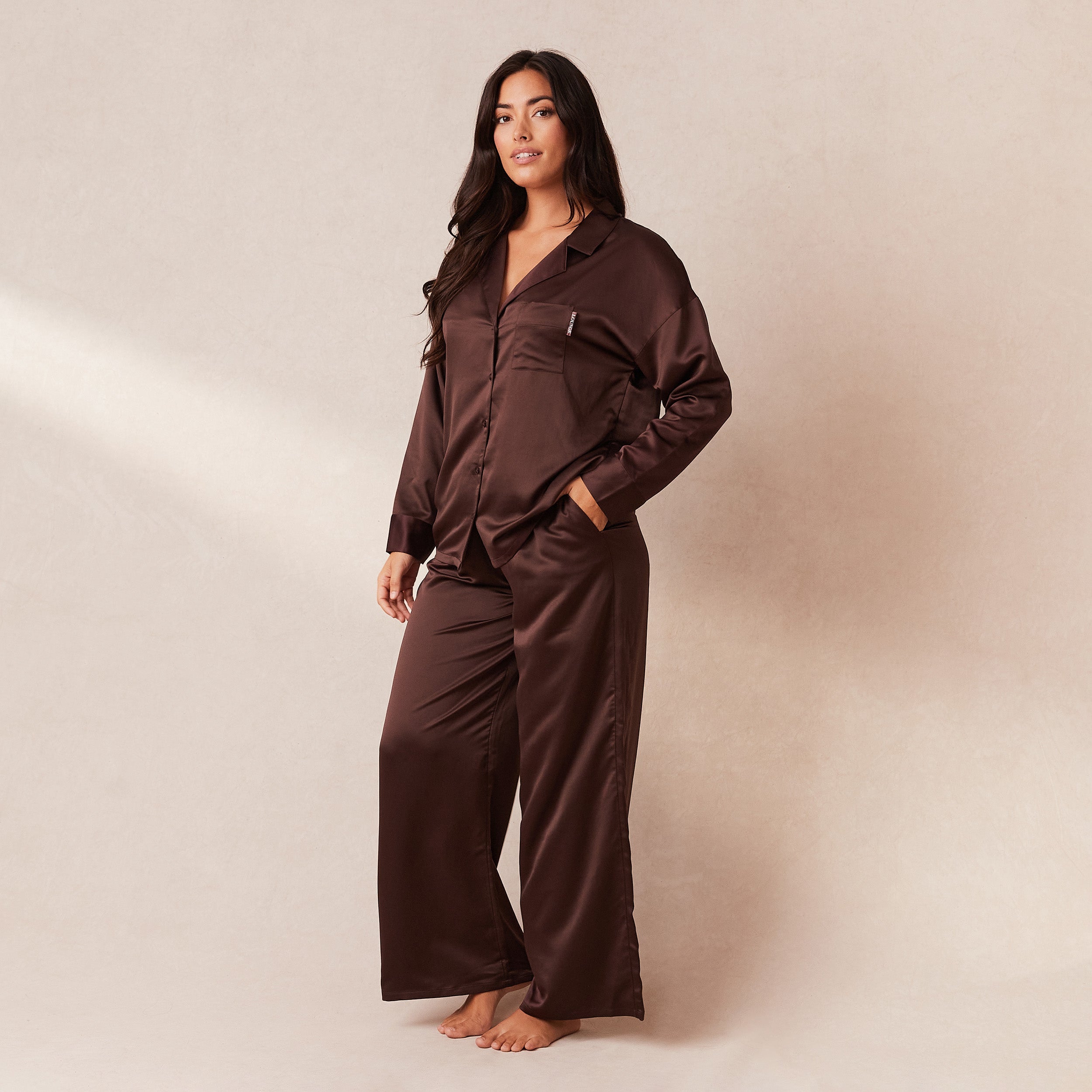 Classic Satin Pajama Pants for Women - Soft & Comfortable Sleepwear - Chocolate Brown - Perfect for Lounge, Sleep & Relaxation at Home