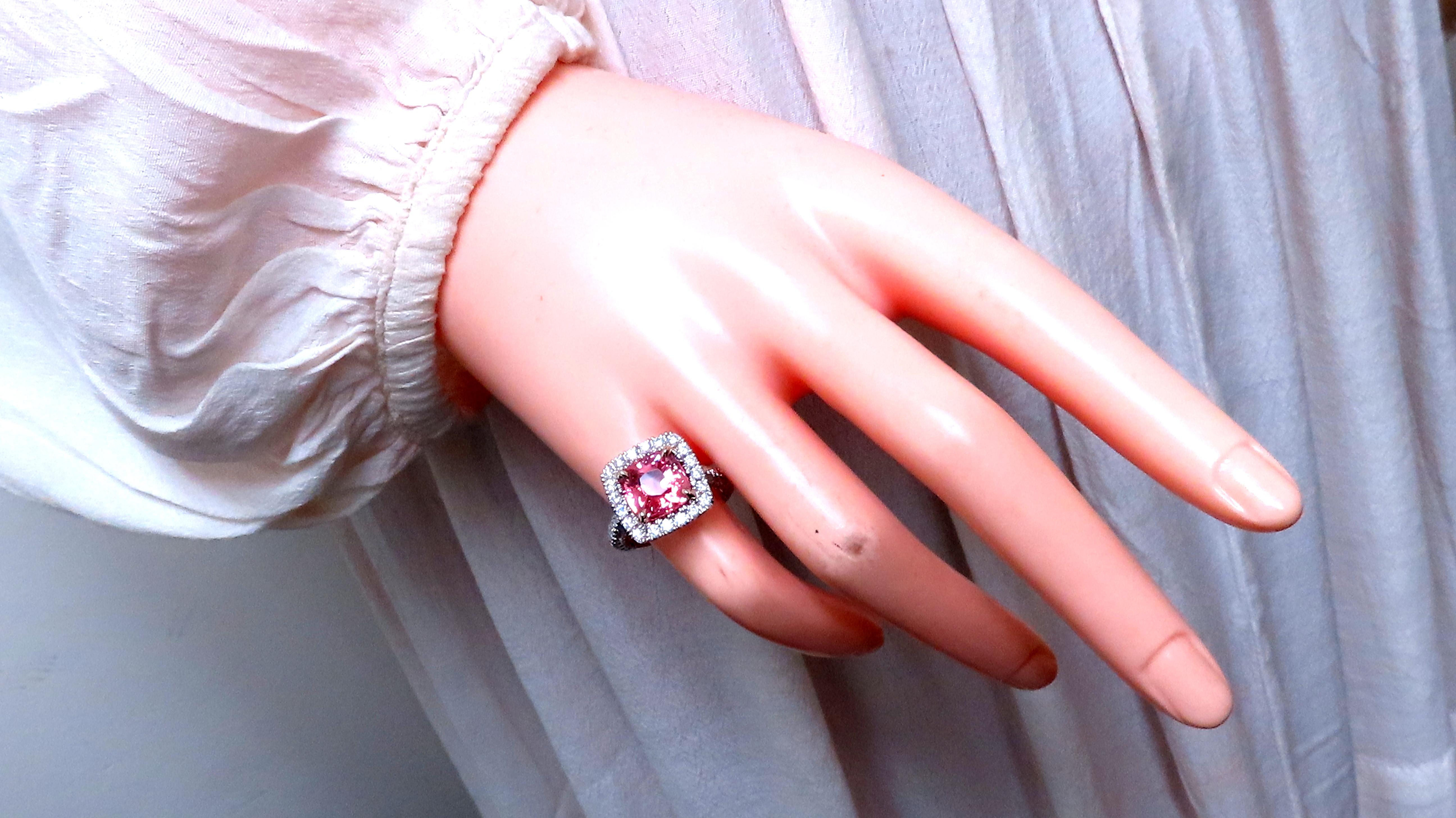 GIA Certified 4.51ct Natural Padparadscha Sapphire Diamond Ring in 18K Gold with Halo Setting - Perfect for Engagement, Anniversary & Special Occasions