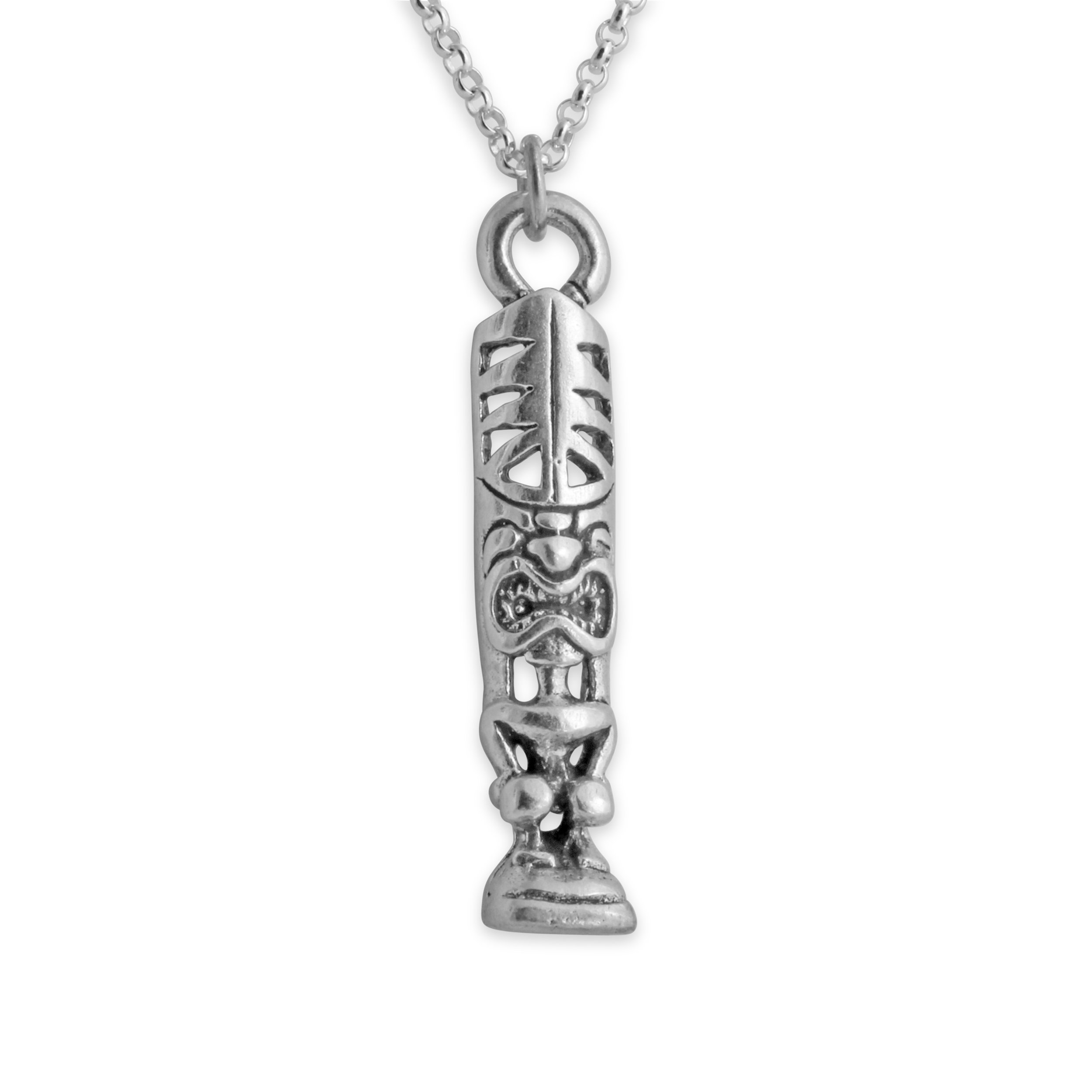 925 Sterling Silver Hawaiian Tiki God Pendant Necklace for Women - Handmade Polynesian Jewelry Gift for Beach Vacation, Luau Party & Spiritual Protection