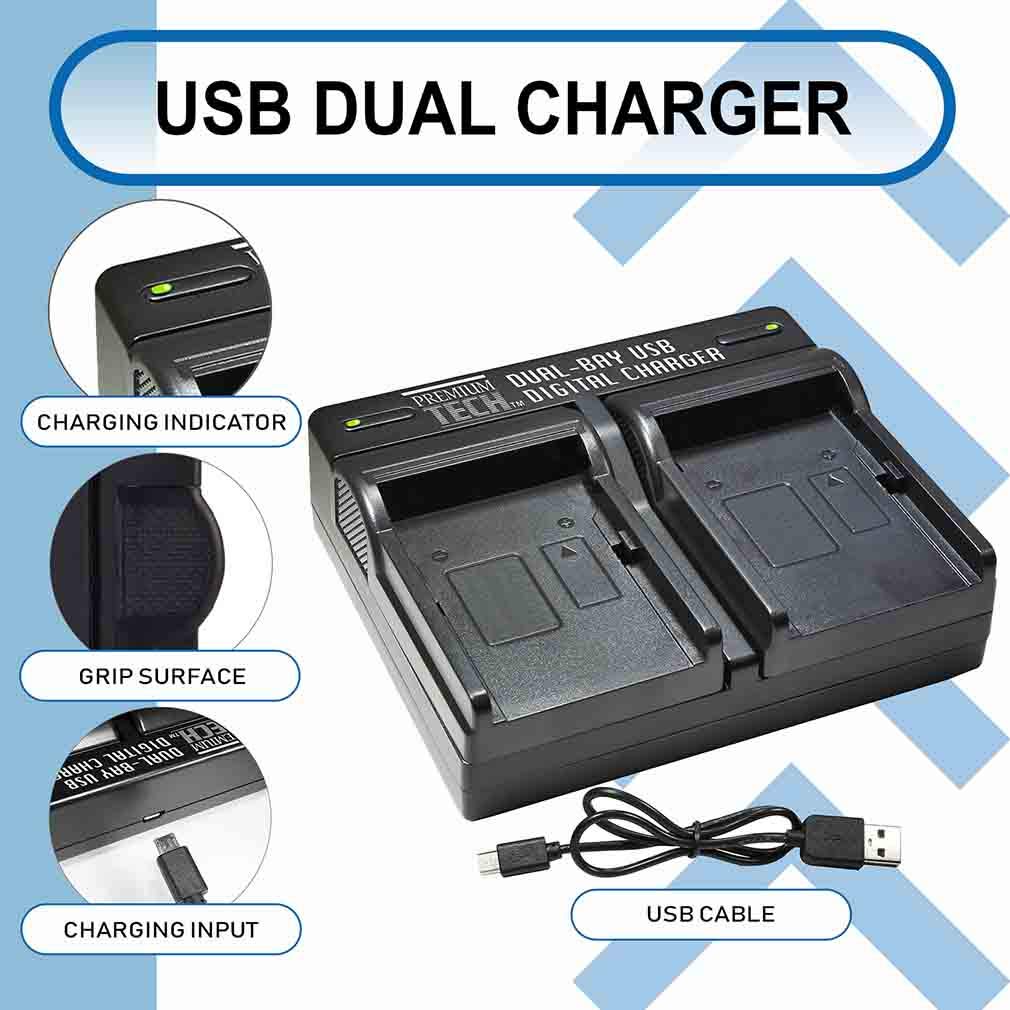 UltraPro PTD-96 USB Dual Battery Charger for Canon LP-E17 & Compatible Canon Cameras | Fast Charging Station | Includes Deluxe Microfiber Cleaning Cloth | Perfect for Travel, Photography & Vlogging