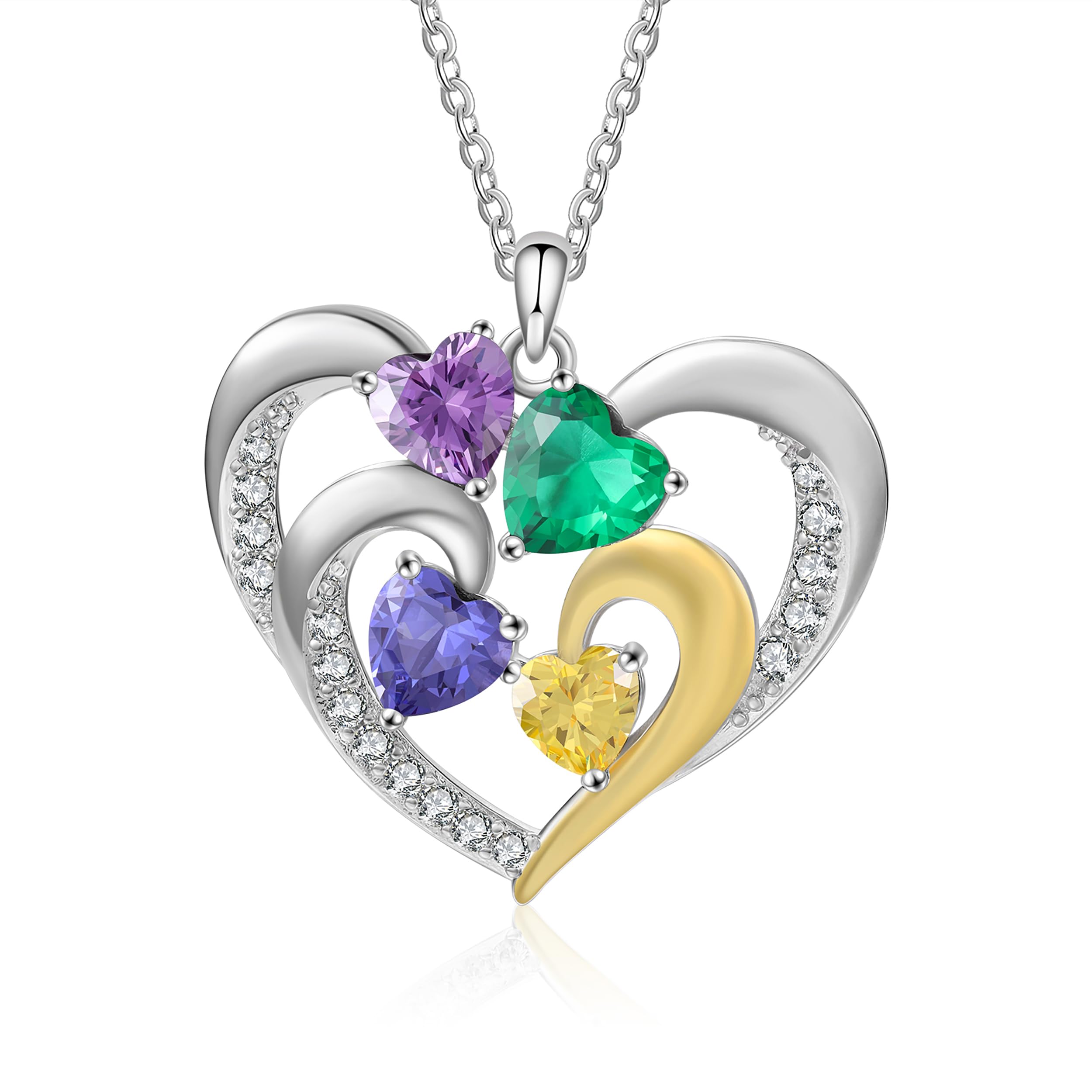 Personalized Sterling Silver Mothers Necklace with Birthstones & Custom Engraved Names - Thoughtful Gift for Women, Mom, Grandma - Perfect for Mother's Day, Birthday & Anniversary Gifts