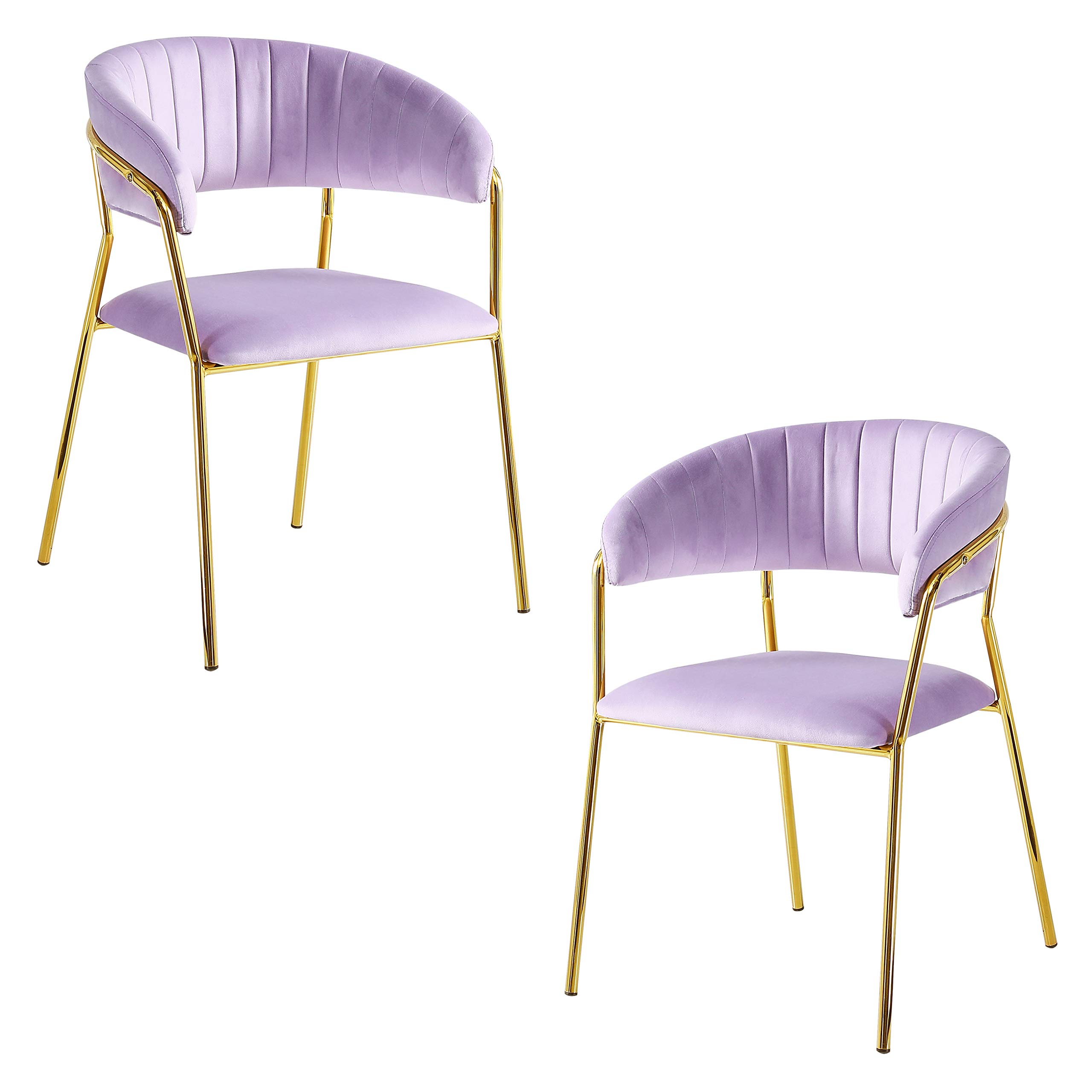 Best Tracy Modern Dining Chairs Set of 2 - Lavender Upholstered Kitchen Chairs for Dining Room, Breakfast Nook & Small Spaces