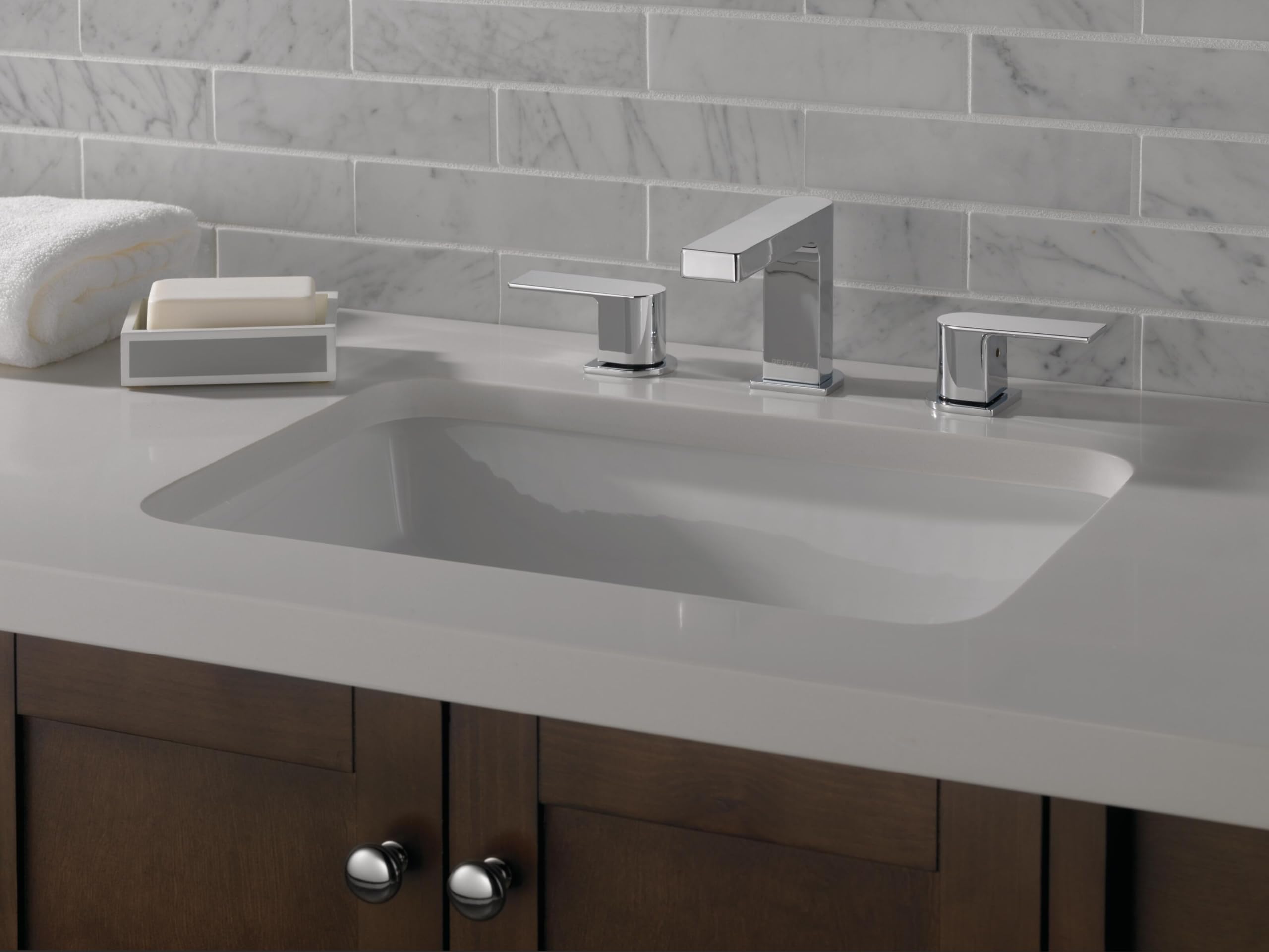Peerless Xander Widespread Bathroom Faucet - 3 Hole Chrome Bathroom Sink Faucet with Drain Assembly (Model P3519LF) - Perfect for Modern Bathroom Renovations and Vanity Upgrades