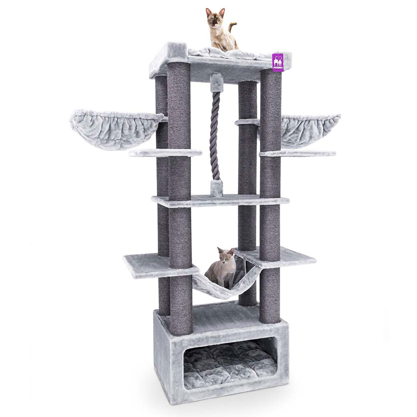 Lucky Rebels Riverview 190cm Cat Tree - Large Multi-Level Cat Condo with Scratching Posts & Perches - Perfect for Indoor Cats Play, Rest & Climbing