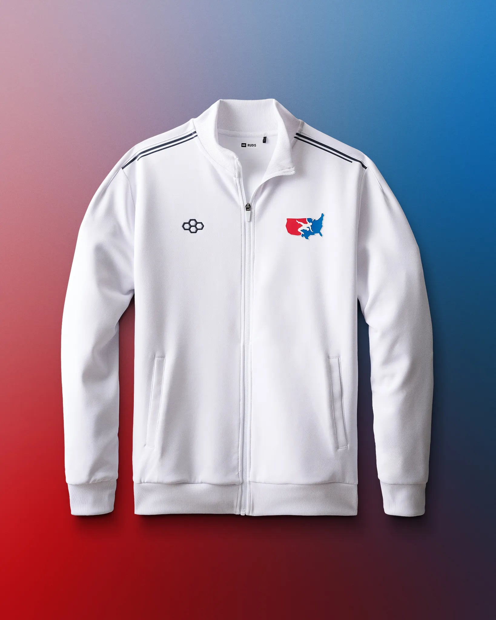VIK USA Wrestling Chronicle Elite Jacket - White | Premium Performance Jacket for Wrestlers & Athletes | Perfect for Training, Competitions & Outdoor Sports