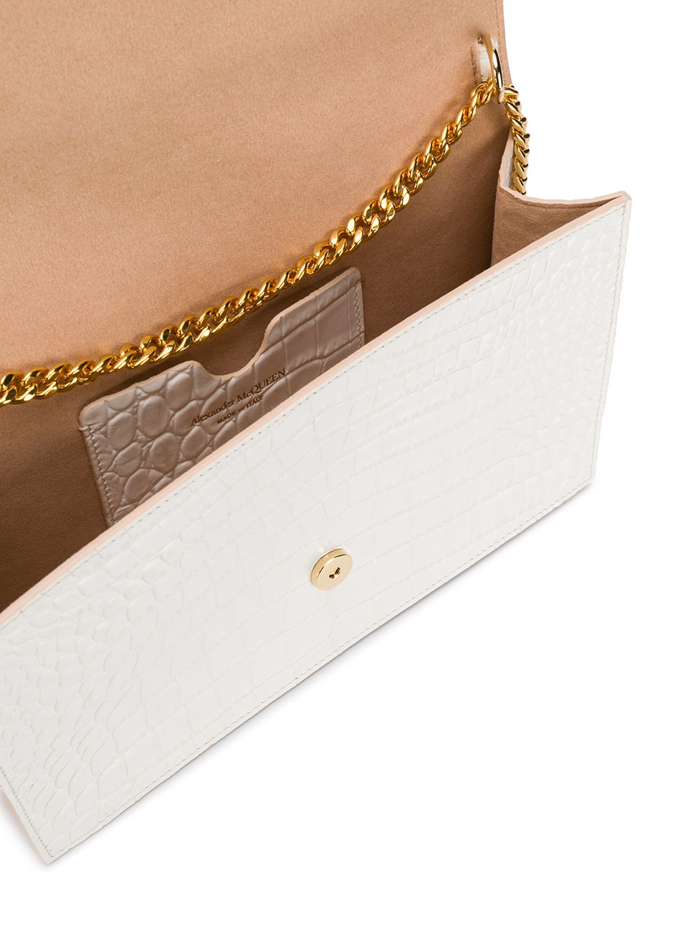 Skull Print Medium Crossbody Bag in Deep Ivory - Gothic Style Crocodile Embossed Leather Purse for Women | Perfect for Halloween, Parties, and Everyday Fashion Accessory